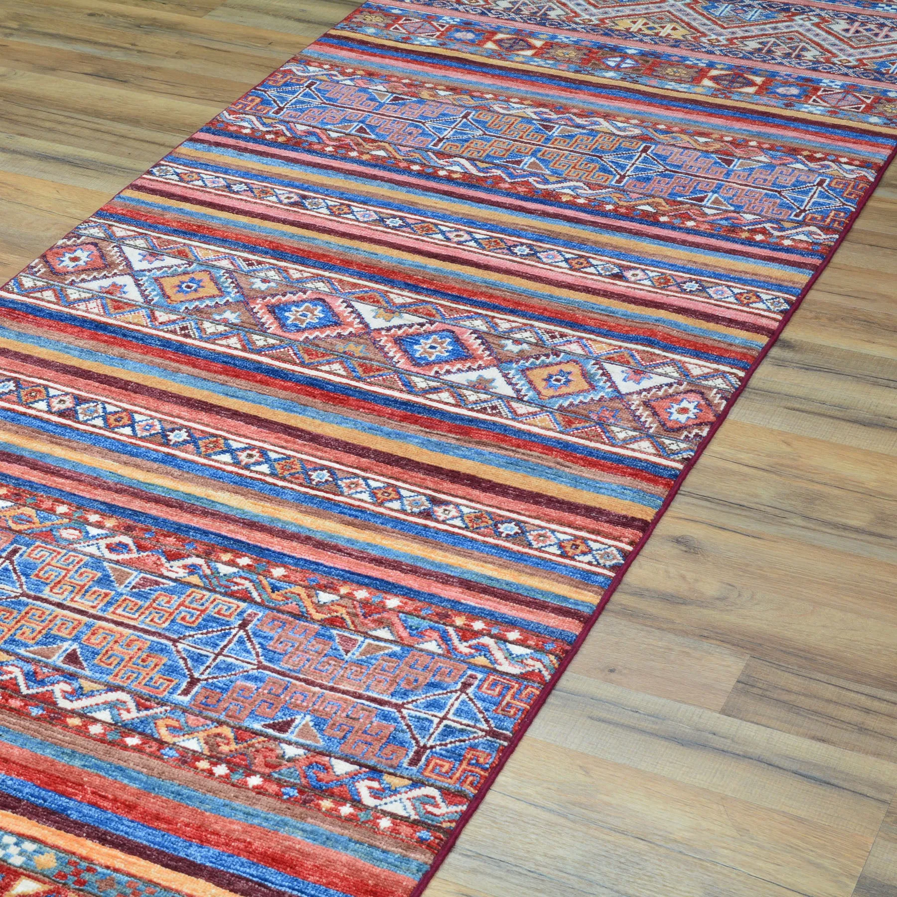 Hand-Knotted Kazak Khorjin Design Handmade Wool Rug (Size 2.9 X 9.5) Cwral-9252