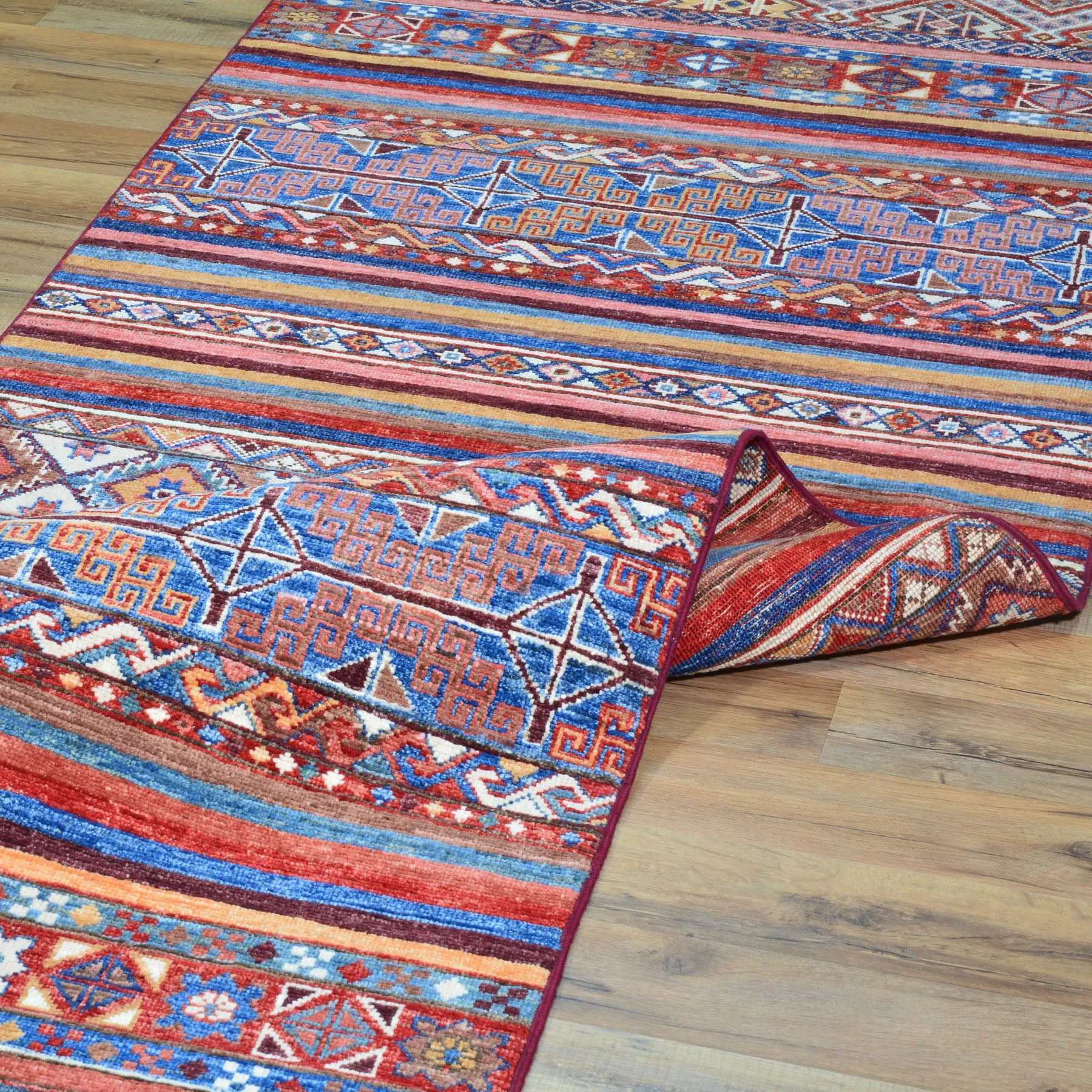 Hand-Knotted Kazak Khorjin Design Handmade Wool Rug (Size 2.9 X 9.5) Cwral-9252