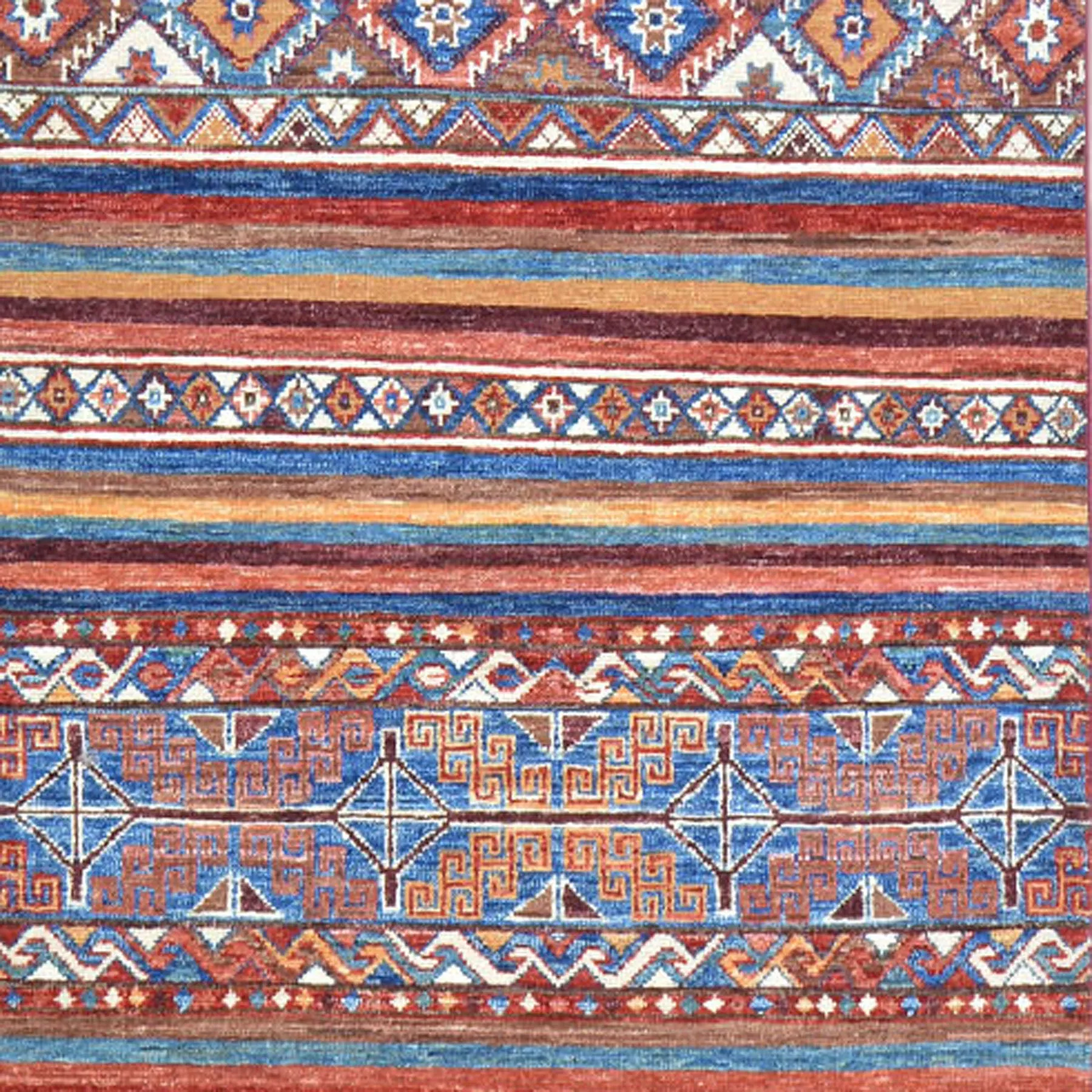 Hand-Knotted Kazak Khorjin Design Handmade Wool Rug (Size 2.9 X 9.5) Cwral-9252