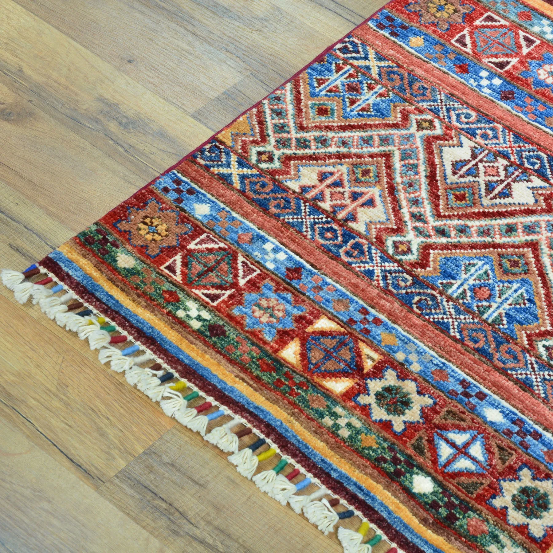 Hand-Knotted Kazak Khorjin Design Handmade Wool Rug (Size 2.9 X 9.5) Cwral-9252