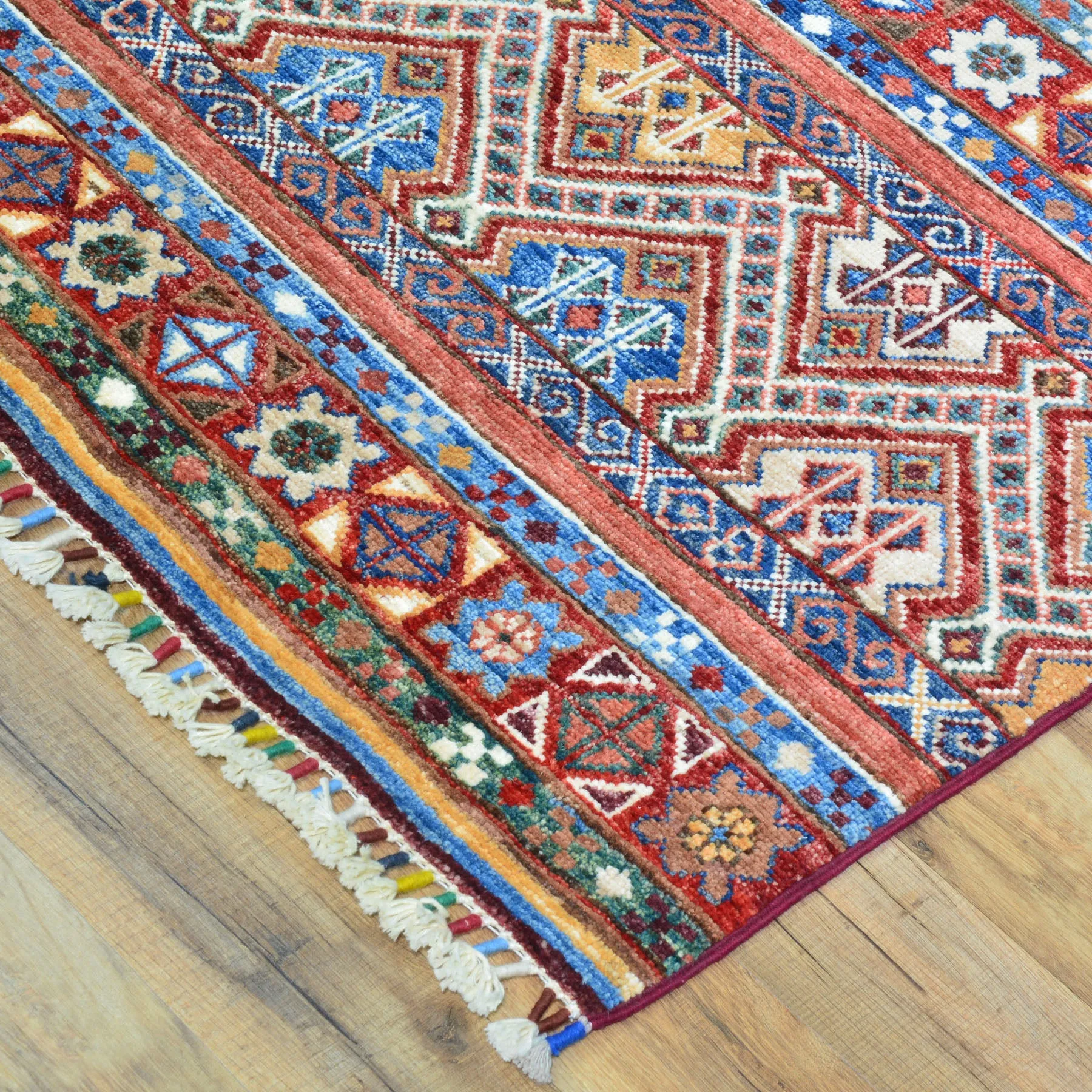 Hand-Knotted Kazak Khorjin Design Handmade Wool Rug (Size 2.9 X 9.5) Cwral-9252