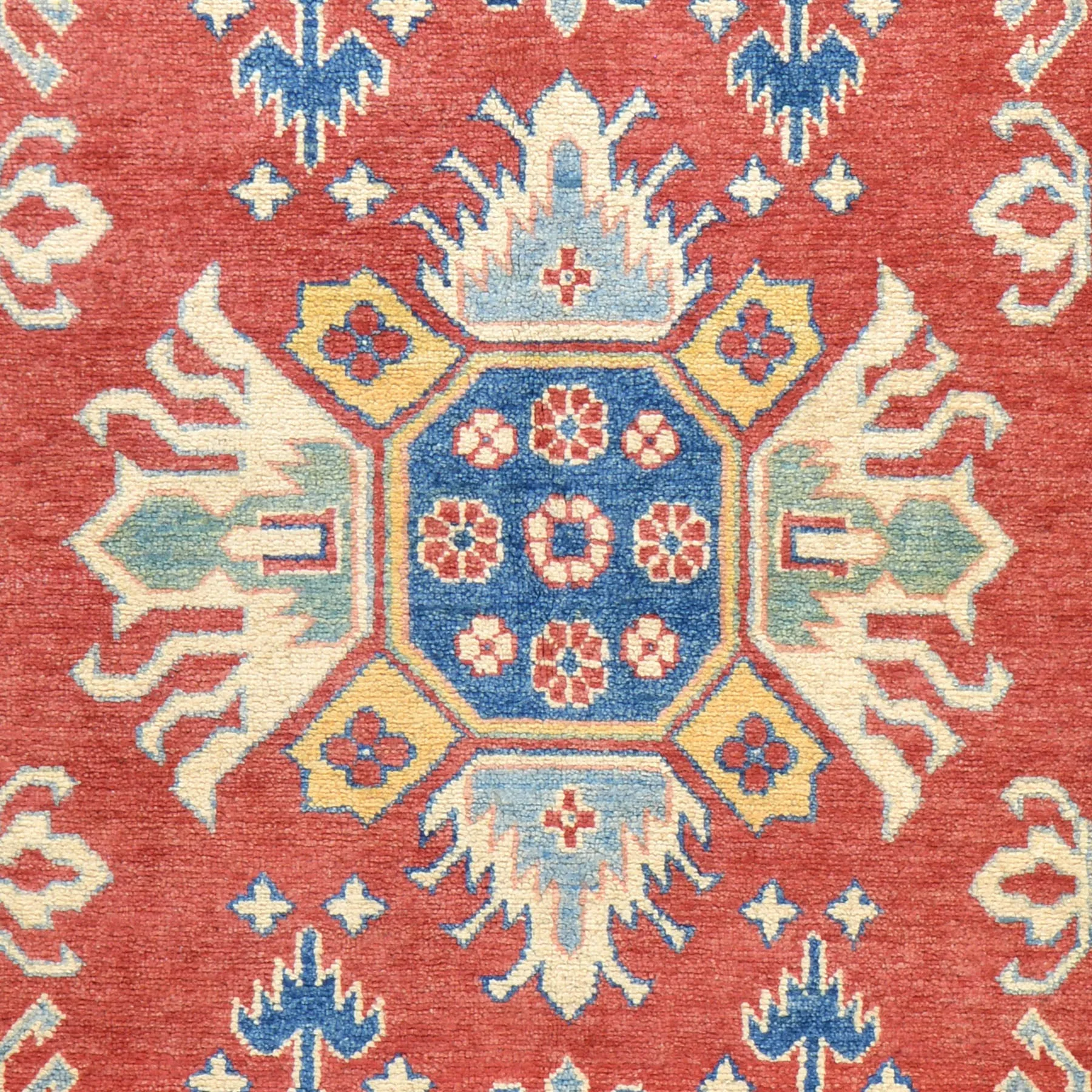 Hand-Knotted Kazak Traditional Design Wool Rug (Size 4.3 X 5.10) Brral-510
