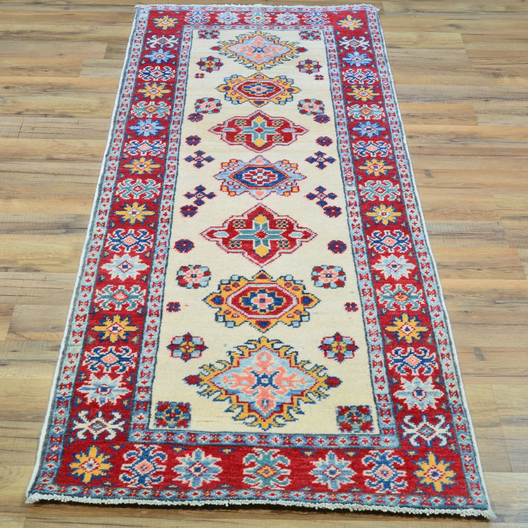 Hand-Knotted Kazak Tribal Design 100% Wool Handmade Rug (Size 2.0 X 5.9) Cwral-10629
