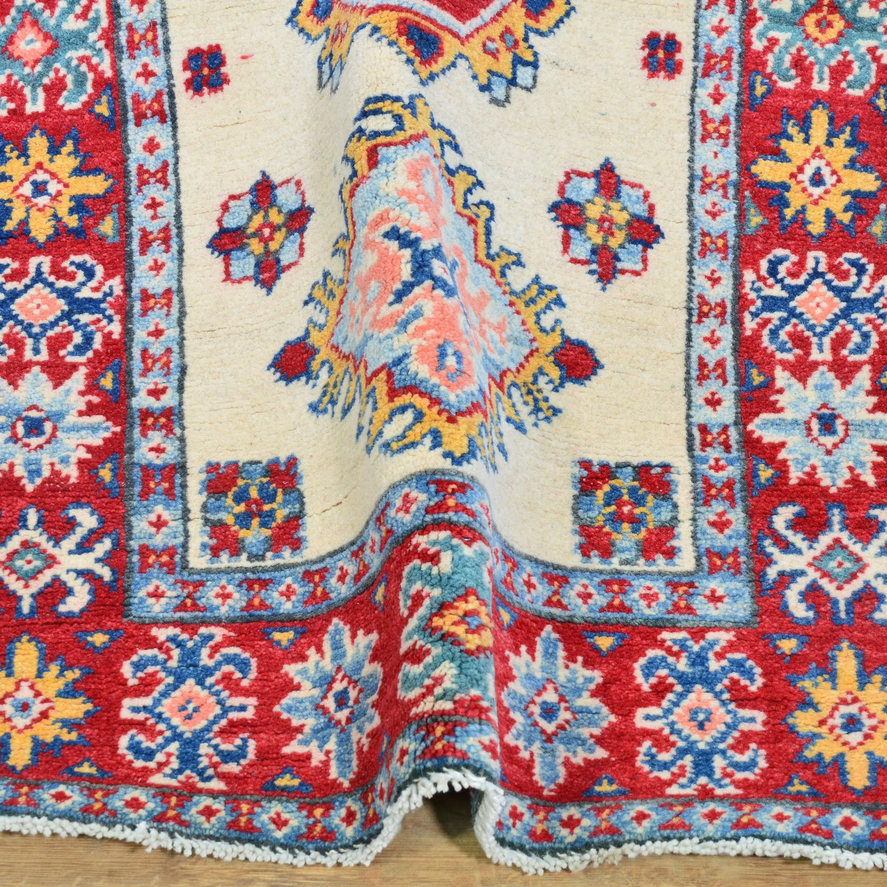 Hand-Knotted Kazak Tribal Design 100% Wool Handmade Rug (Size 2.0 X 5.9) Cwral-10629