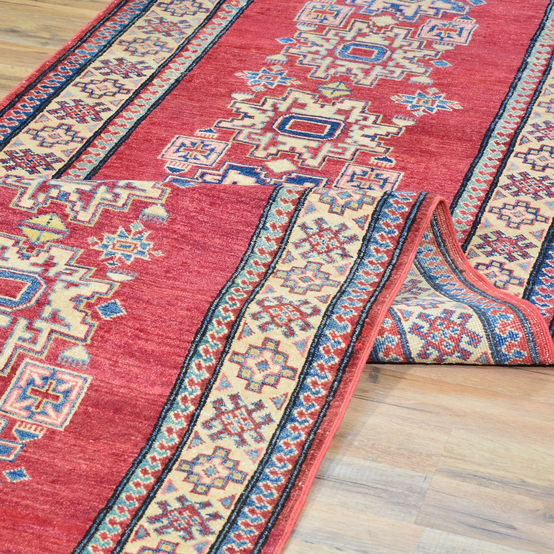 Hand-Knotted Kazak Tribal Design 100% Wool Handmade Rug (Size 3.3 X 10.8) Brral-1530