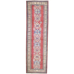 Hand-Knotted Kazak Tribal Design 100% Wool Handmade Rug (Size 3.3 X 10.8) Brral-1530