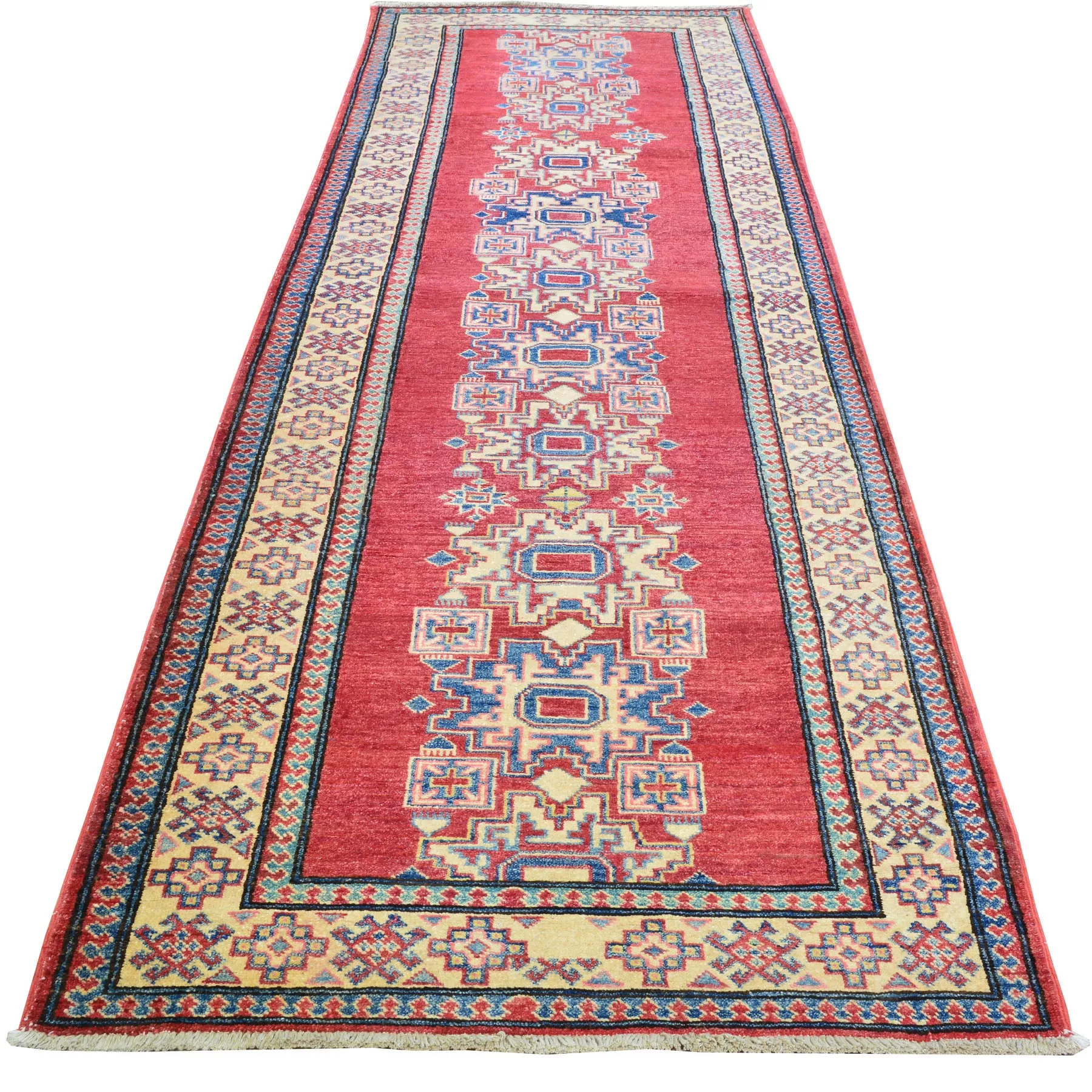 Hand-Knotted Kazak Tribal Design 100% Wool Handmade Rug (Size 3.3 X 10.8) Brral-1530