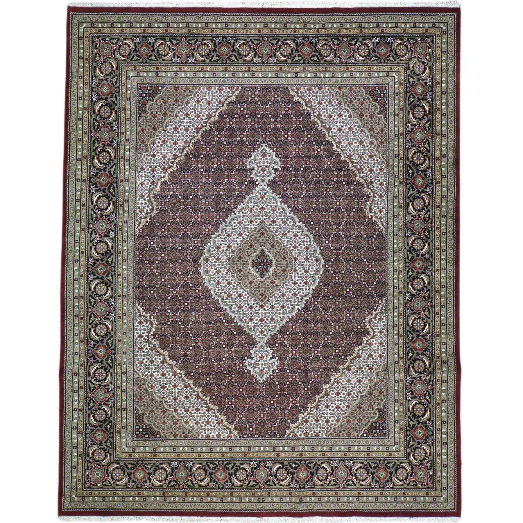 Hand-Knotted Mahi Tabriz Design Handmade Wool & Silk Rug (Size 7.9 X 10.0) Cwral-9231