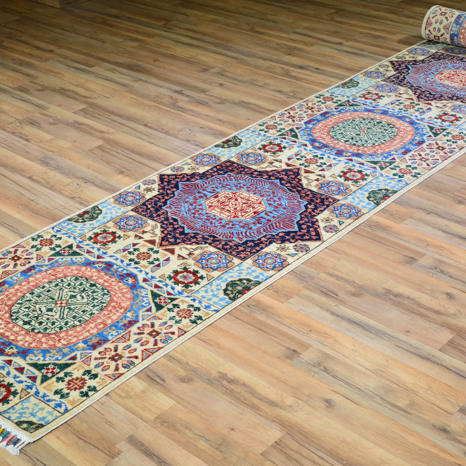 Hand-Knotted Mamluk Design 100% Wool Handmade Rug (Size 2.7 X 19.6) Cwral-6771
