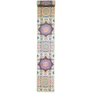 Hand-Knotted Mamluk Design 100% Wool Handmade Rug (Size 2.7 X 19.6) Cwral-6771