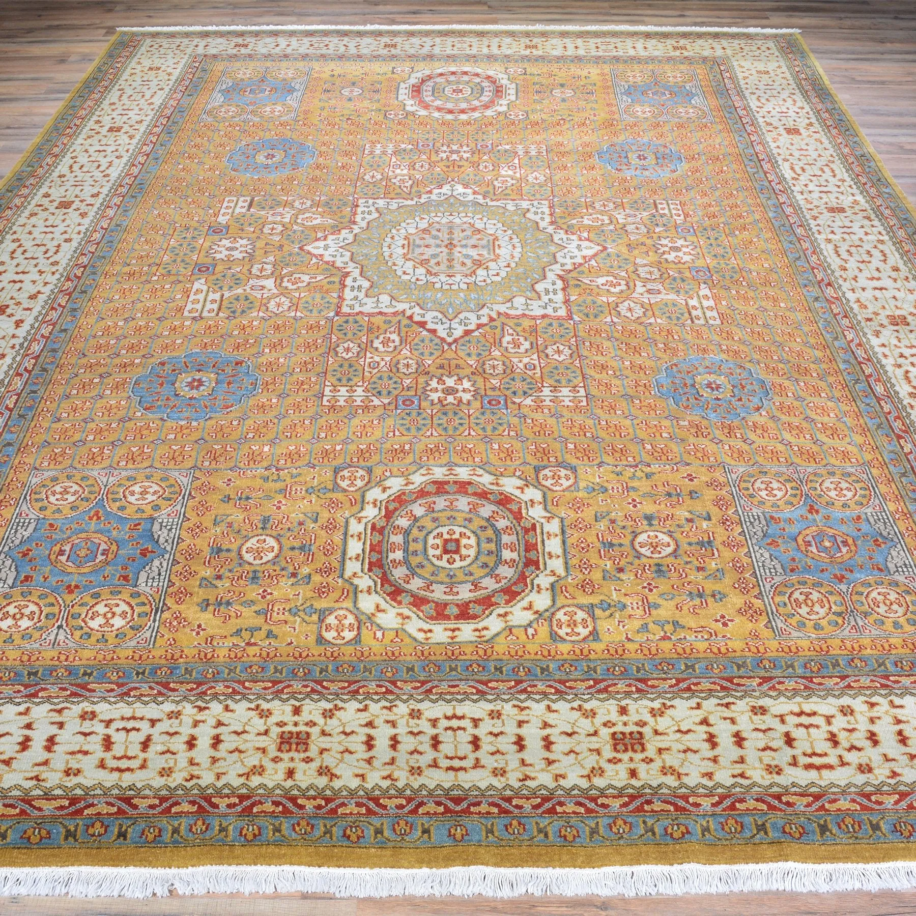 Hand-Knotted Mamluk Design Handmade Wool Rug (Size 8.9 X 11.5) Brral-1185