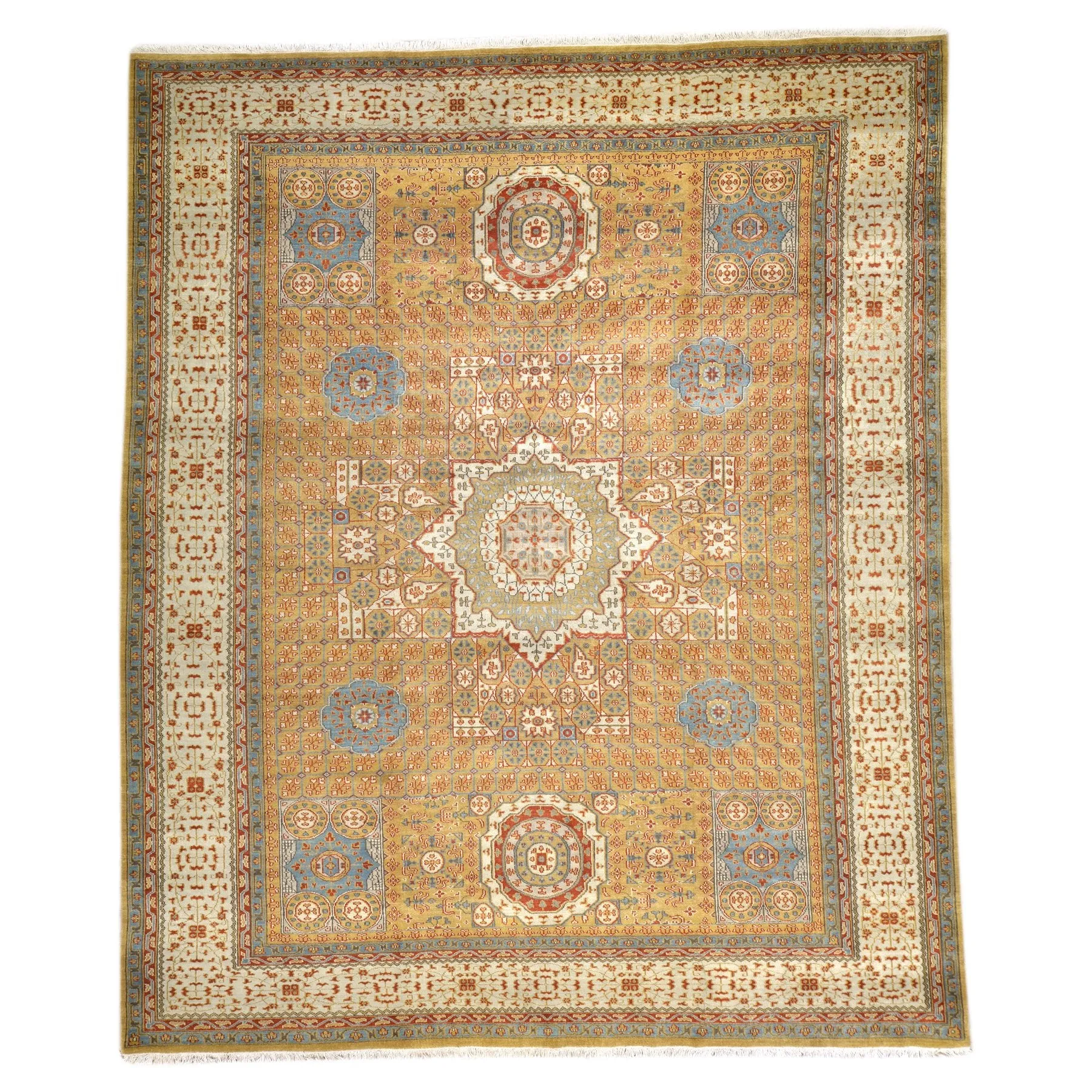 Hand-Knotted Mamluk Design Handmade Wool Rug (Size 8.9 X 11.5) Brral-1185