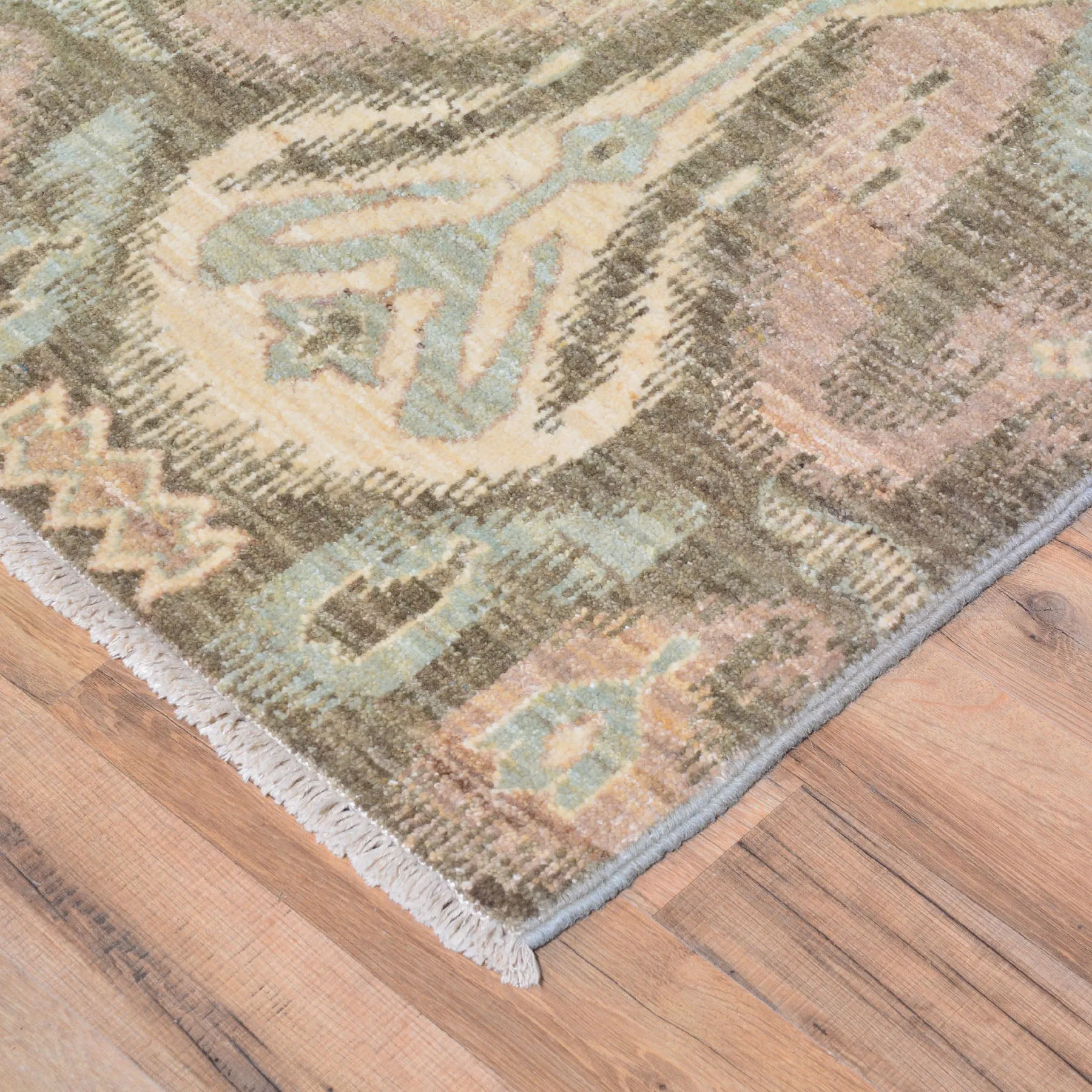 Hand-Knotted  Modern Chobi Ikat Design Wool Handmade Rug (Size 4.2 X 6.5) Brral-573