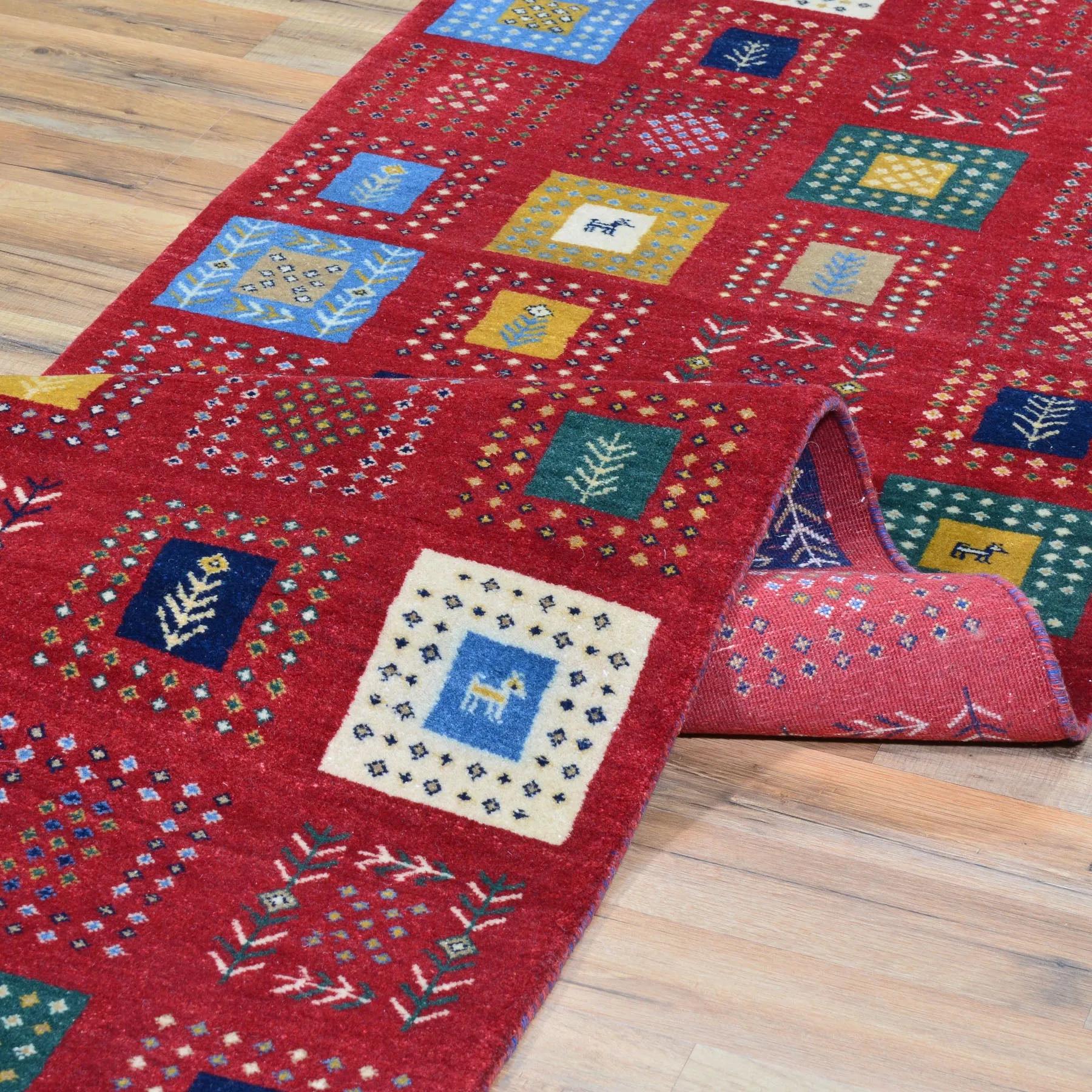 Hand-Knotted Modern Contemporary Gabbeh Design 100% Wool Rug (Size 2.6 X 13.10) Cwral-8328
