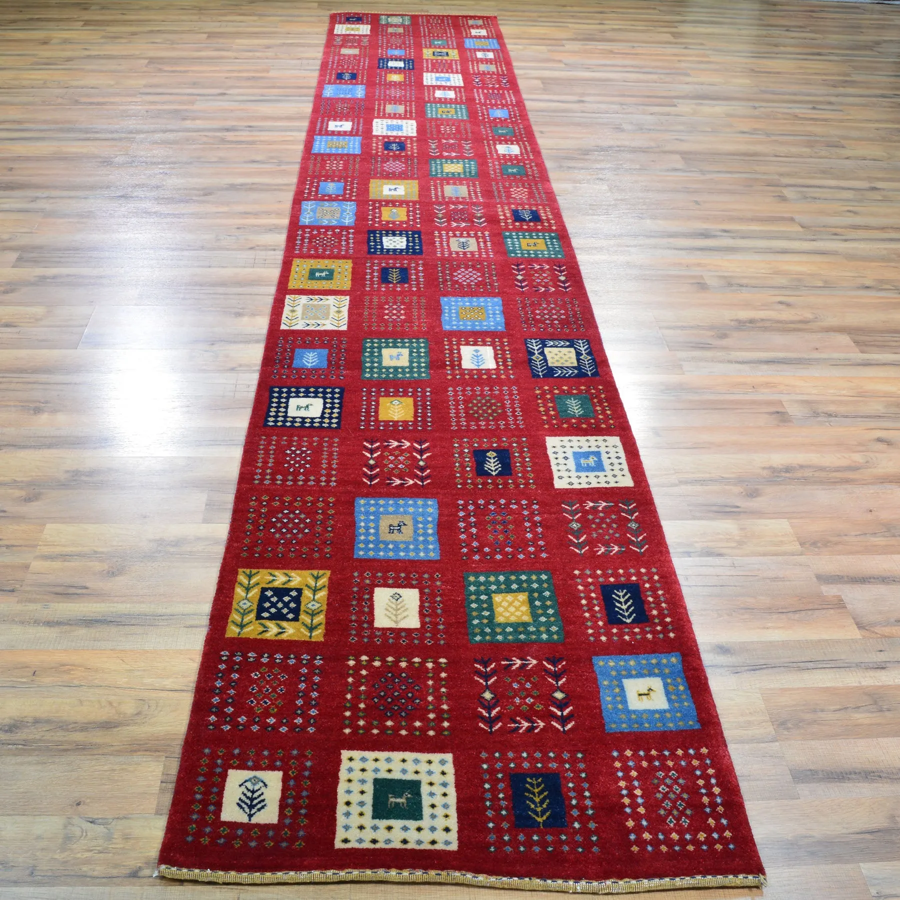 Hand-Knotted Modern Contemporary Gabbeh Design 100% Wool Rug (Size 2.6 X 13.10) Cwral-8328