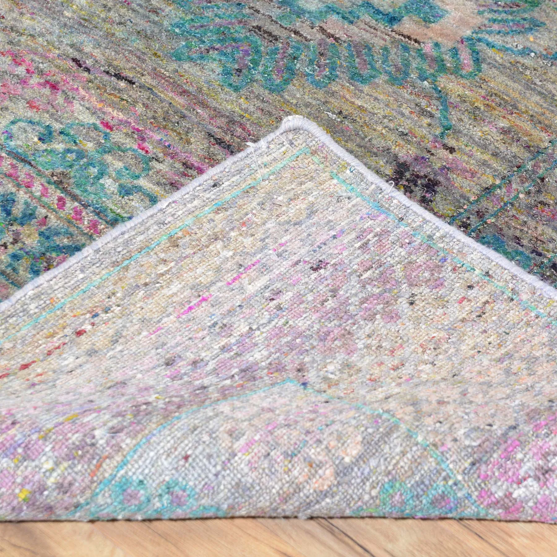 Hand-Knotted Modern Design Oriental Sari Silk Handmade Rug (Size 8.0 X 10.2) Brral-1062