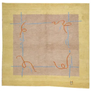 Hand-Knotted Modern Gabbeh Design Wool Area Rug (Size 4.11 X 4.11) Brral-6507
