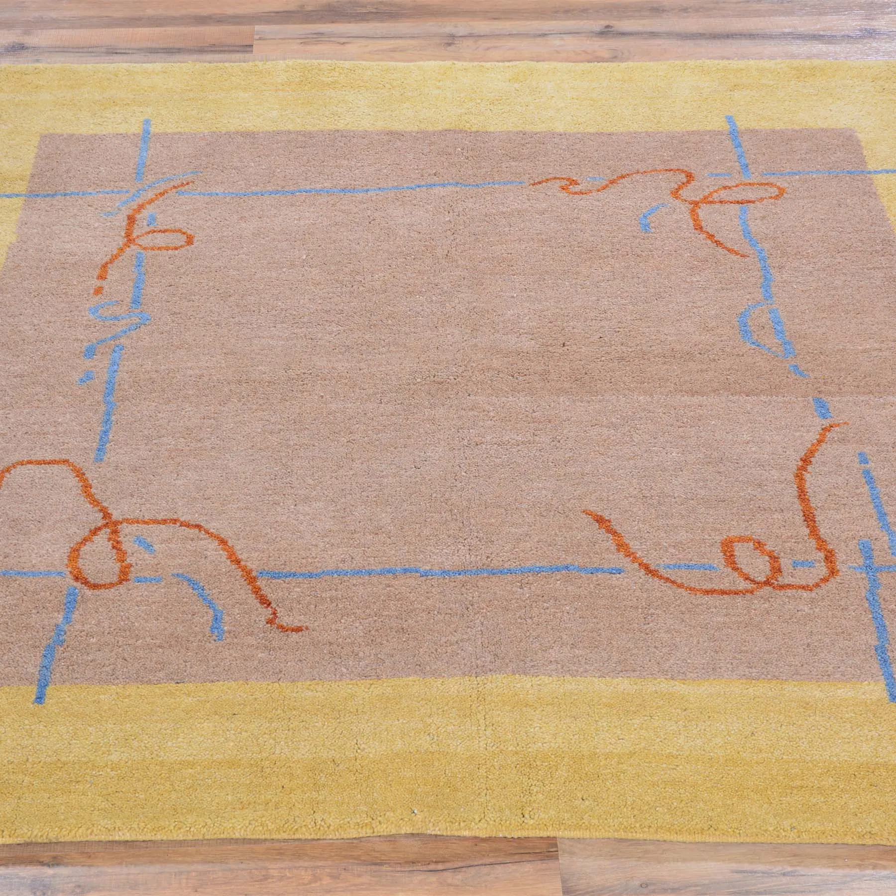 Hand-Knotted Modern Gabbeh Design Wool Area Rug (Size 4.11 X 4.11) Brral-6507