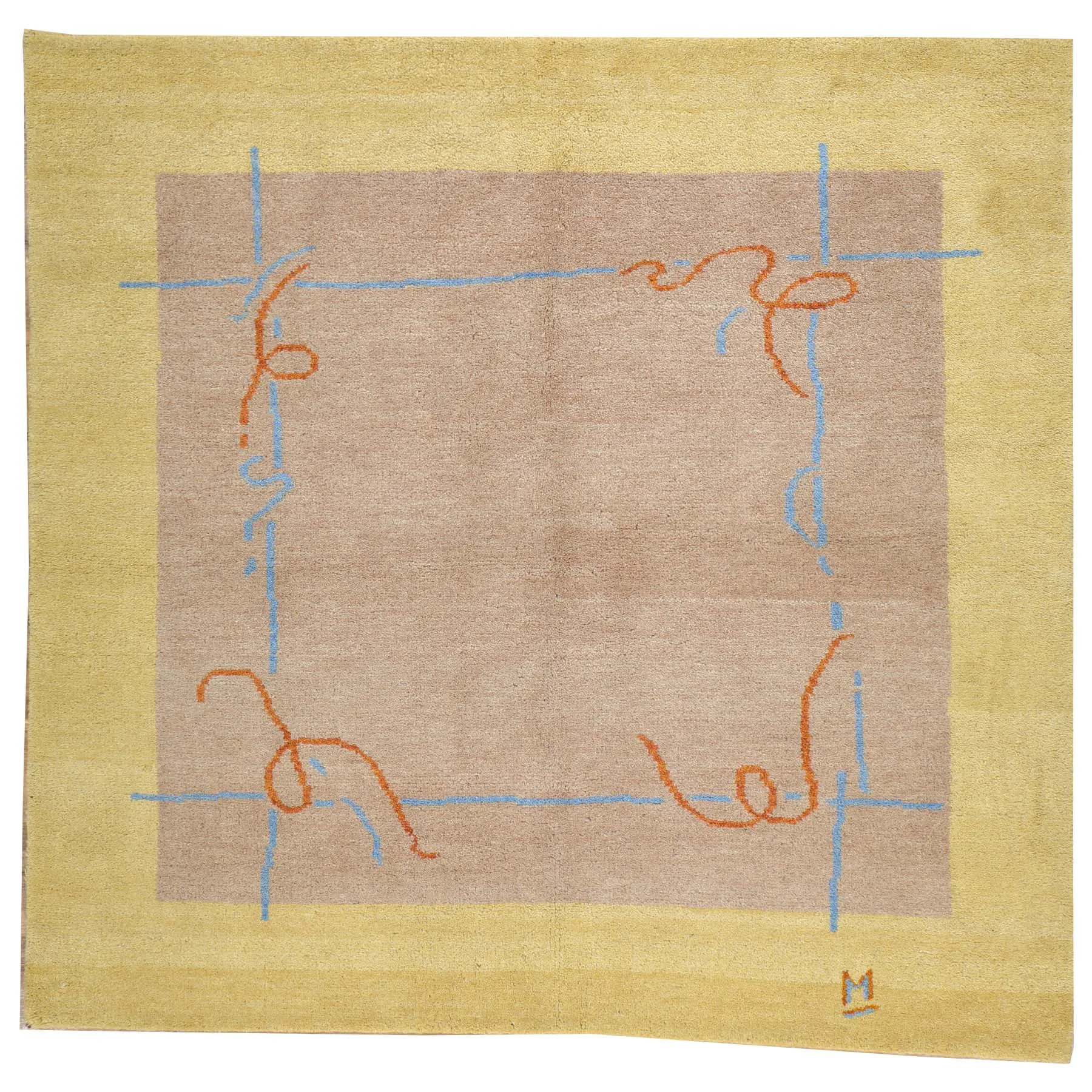 Hand-Knotted Modern Gabbeh Design Wool Area Rug (Size 4.11 X 4.11) Brral-6507