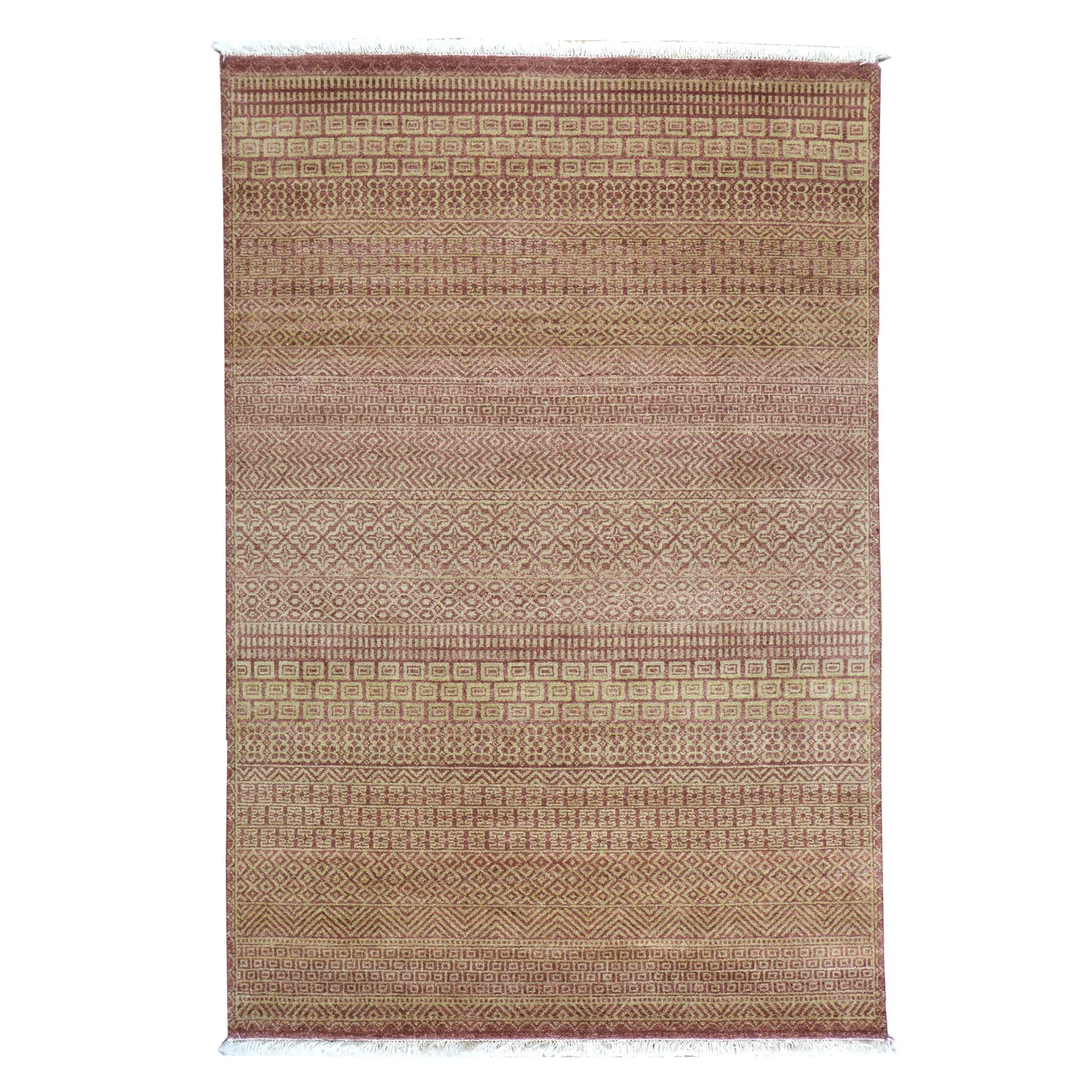 Hand-Knotted Modern Gabbeh Striped Design Wool Rug (Size 3.11 X 6.2) Brral-2370