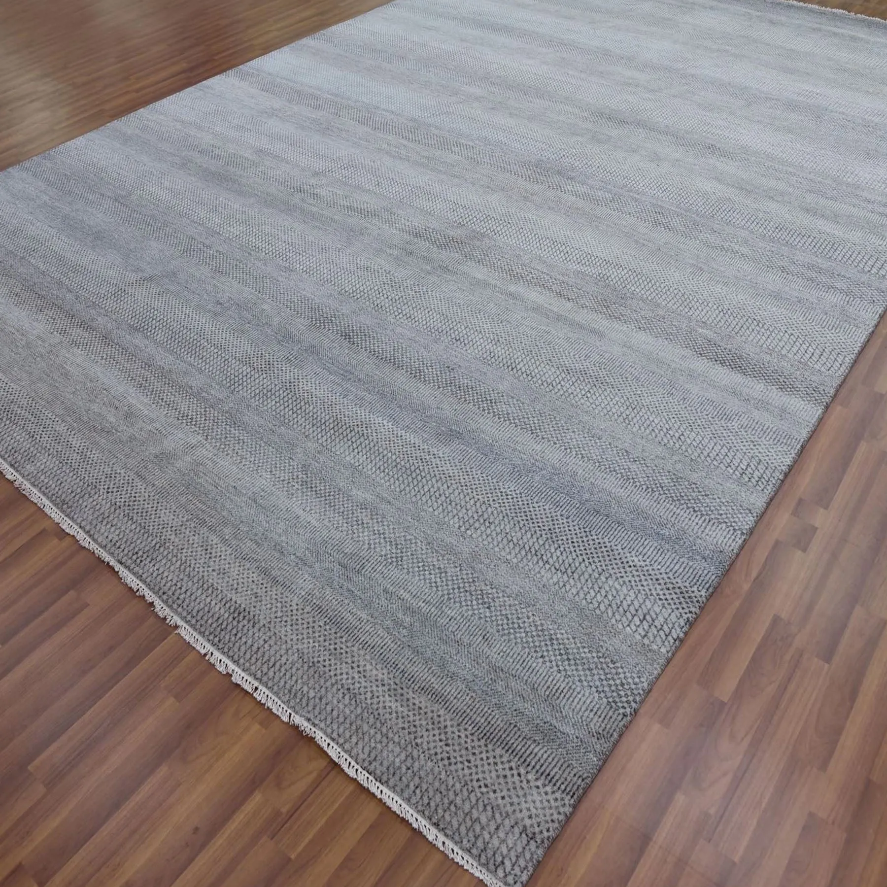 Hand-Knotted Modern Grass Design Handmade Contemporary Wool Rug (Size 10.0 X 14.1) Cwral-9873