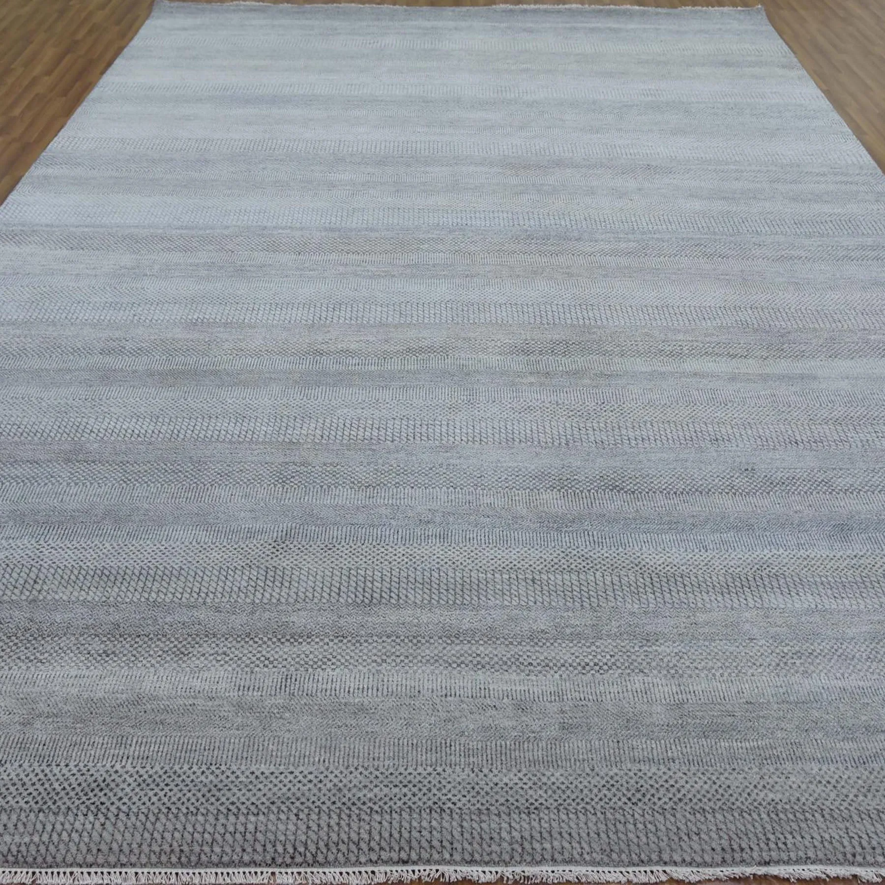 Hand-Knotted Modern Grass Design Handmade Contemporary Wool Rug (Size 10.0 X 14.1) Cwral-9873