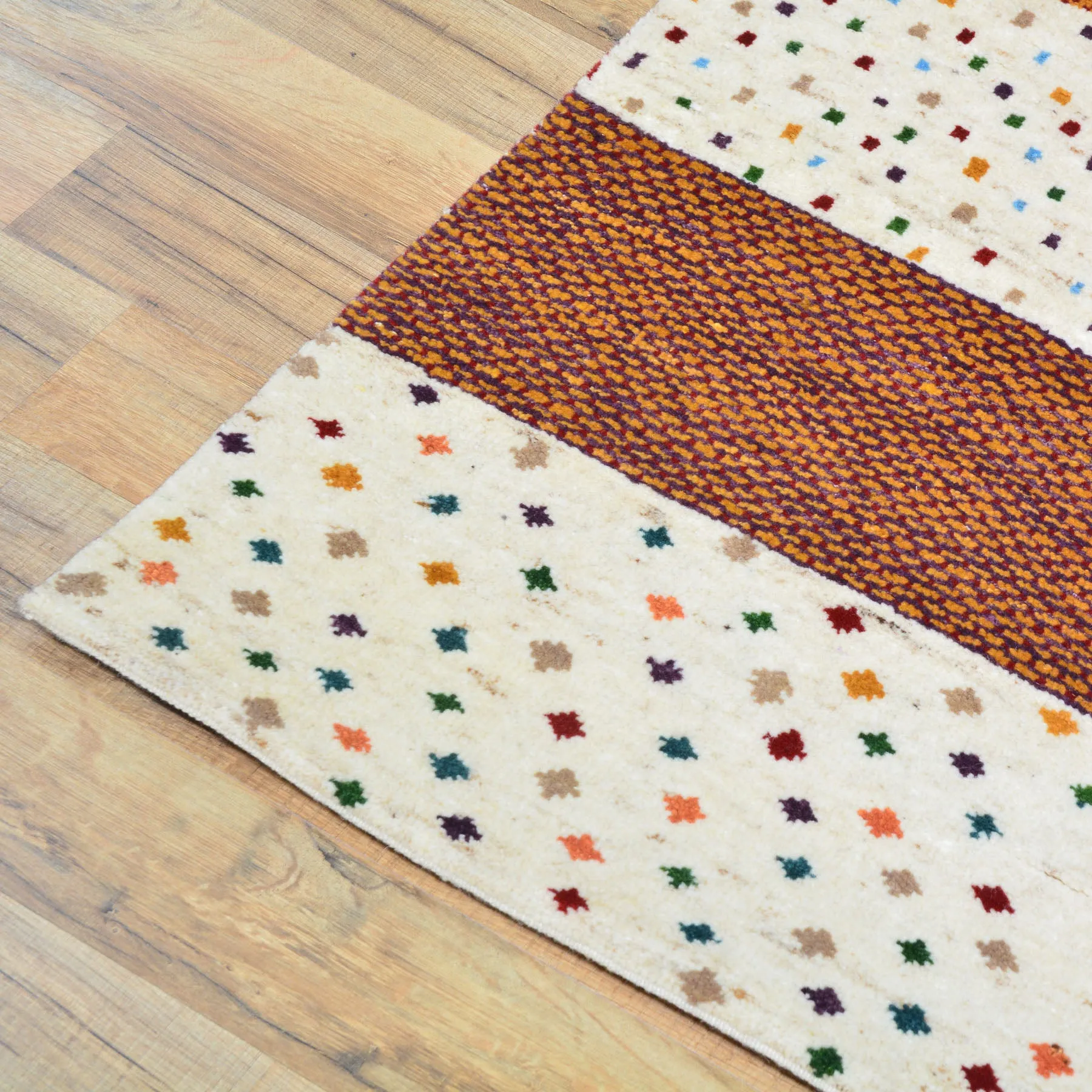 Hand-Knotted Modern Strips Gabbeh Handmade 100% Wool Rug (Size 2.7 X 11.1) Cwral-9477