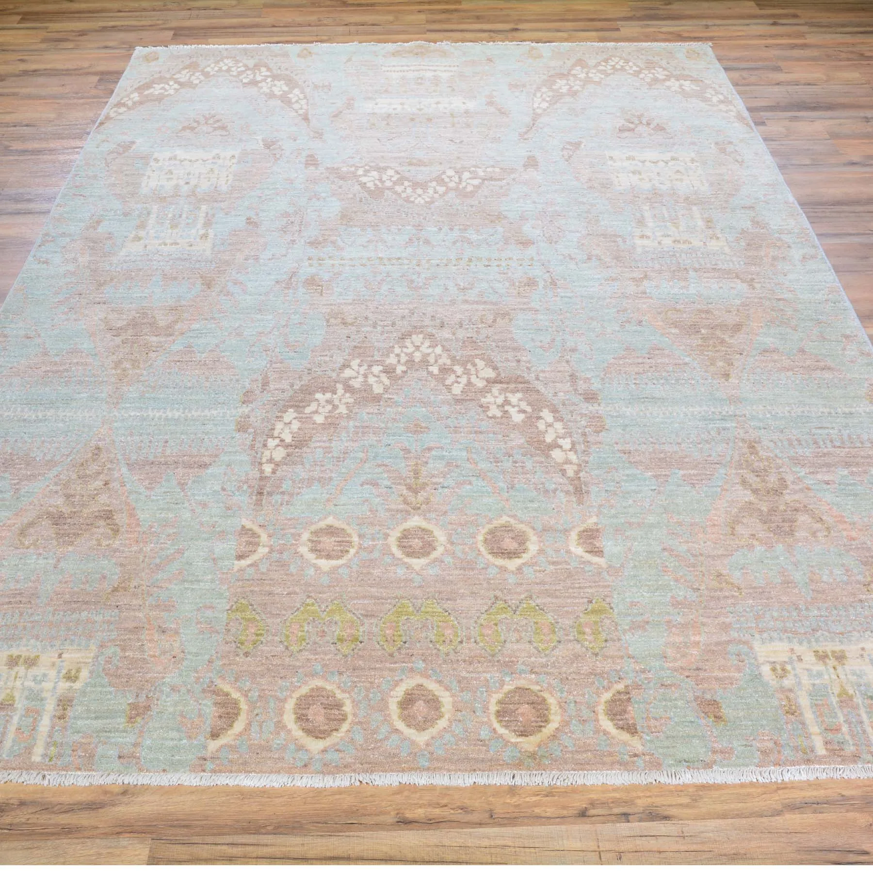 Hand-Knotted Mordern Ikat Design Wool Handmade Rug (Size 6.2 X 9.3) Brral-900