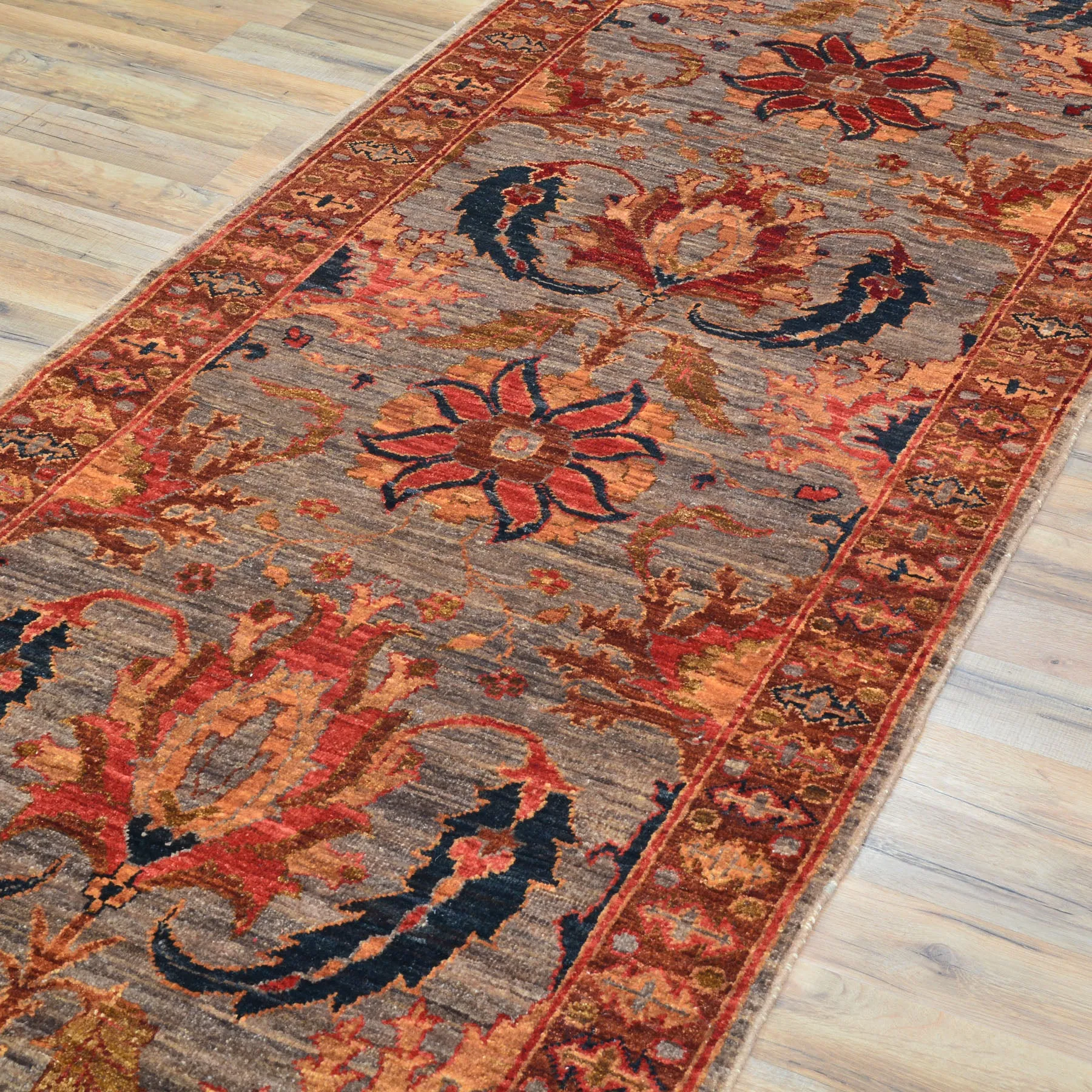 Hand-Knotted Oriental Afghan Chobi Oushak Design 100% Wool Rug (Size 3.0 X 9.7) Cwral-9696