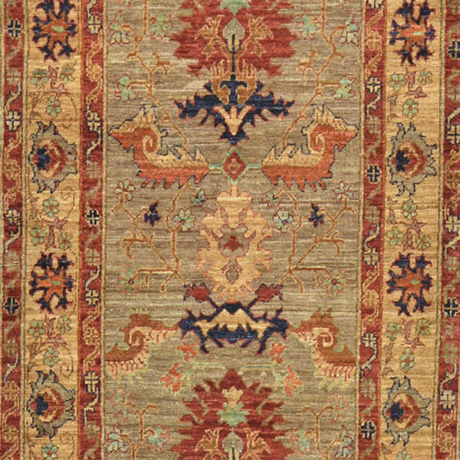 Hand-Knotted Oriental Afghan Chobi Oushak Design 100% Wool Rug (Size 3.2 X 11.0) Cwral-9156