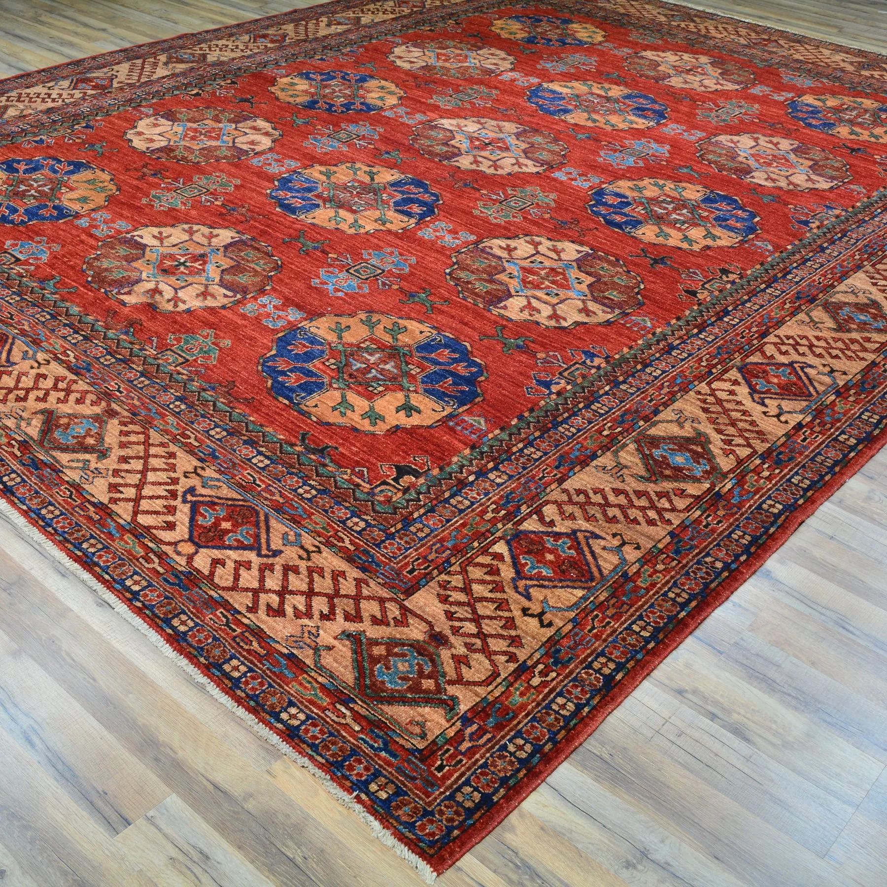 Hand-Knotted Oriental Afghan Tribal Handmade Pure Wool Rug (Size 9.6 X 12.3) Cwral-9729
