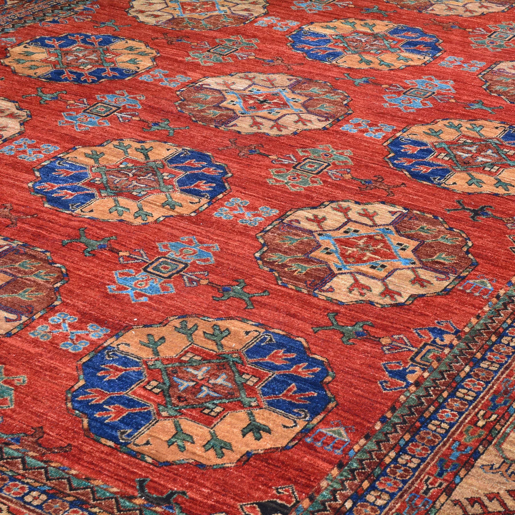 Hand-Knotted Oriental Afghan Tribal Handmade Pure Wool Rug (Size 9.6 X 12.3) Cwral-9729