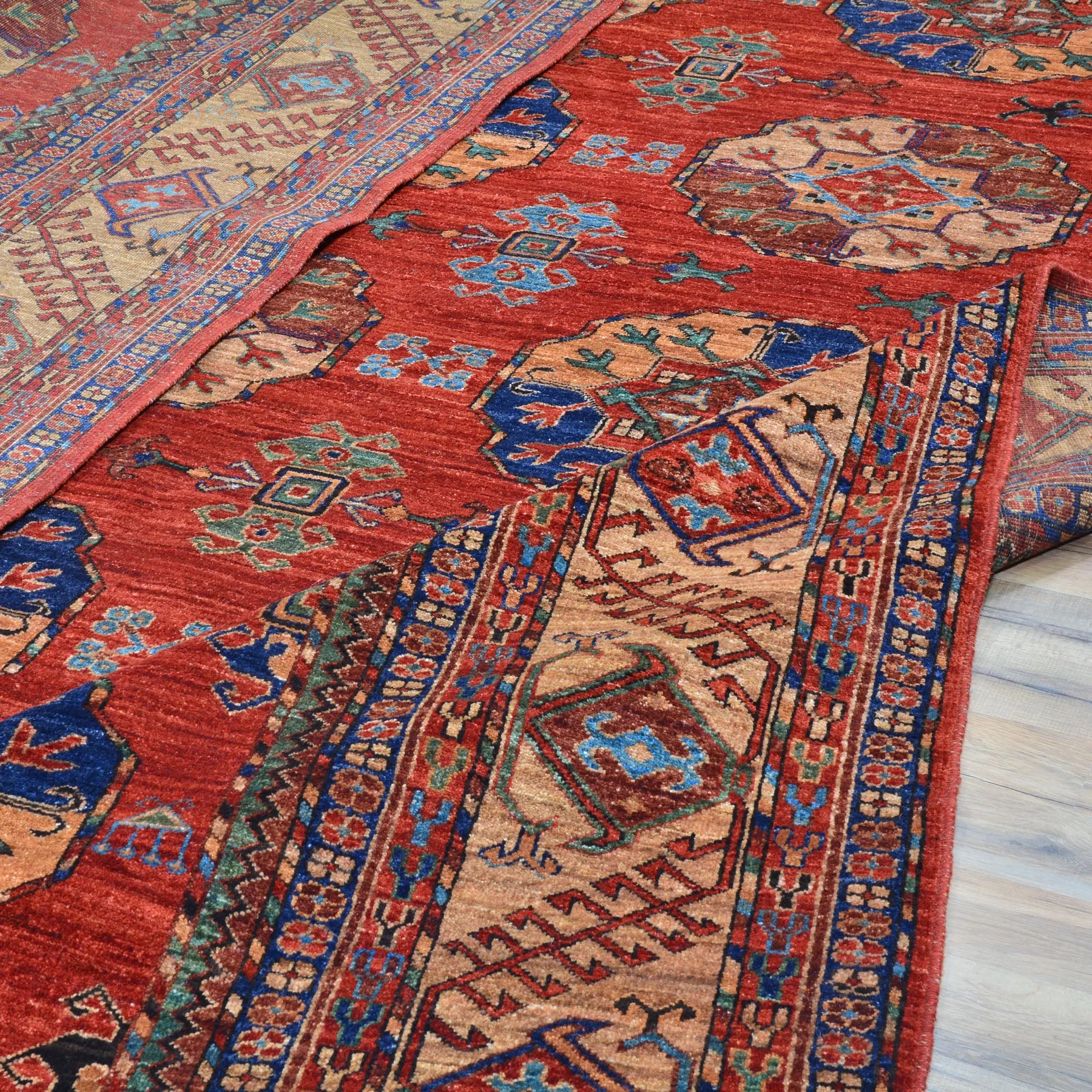 Hand-Knotted Oriental Afghan Tribal Handmade Pure Wool Rug (Size 9.6 X 12.3) Cwral-9729