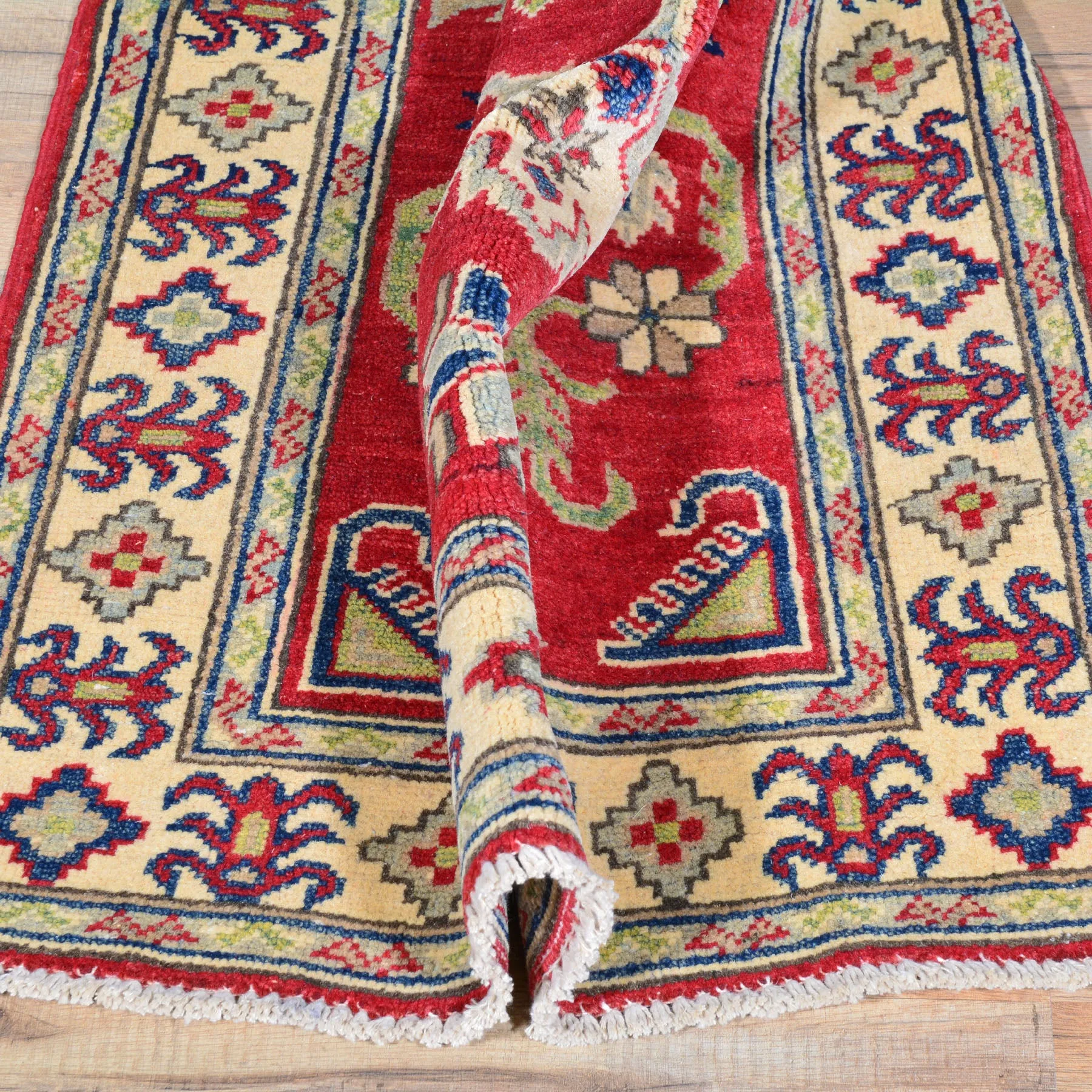 Hand-Knotted Oriental Kazak Tribal Design Handmade 100% Wool Rug (Size 2.7 X 14.2) Brral-4482