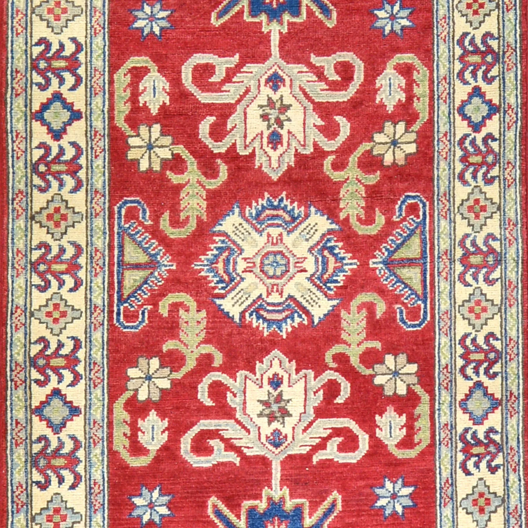Hand-Knotted Oriental Kazak Tribal Design Handmade 100% Wool Rug (Size 2.7 X 14.2) Brral-4482