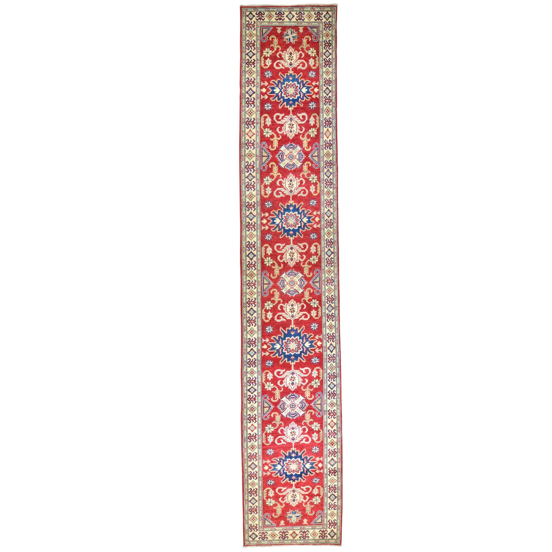 Hand-Knotted Oriental Kazak Tribal Design Handmade 100% Wool Rug (Size 2.7 X 14.2) Brral-4482
