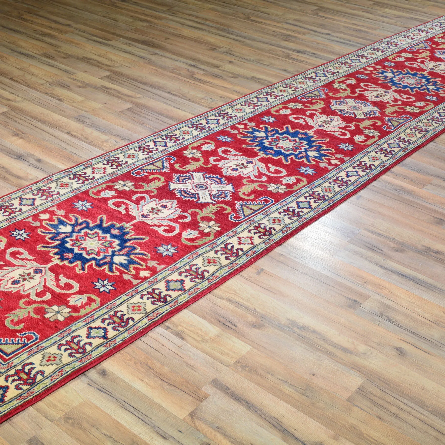 Hand-Knotted Oriental Kazak Tribal Design Handmade 100% Wool Rug (Size 2.7 X 14.2) Brral-4482
