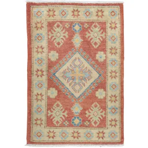Hand-Knotted Oriental Kazak Tribal Design Handmade Wool Rug (Size 2.3 X 3.2) Cwral-7911