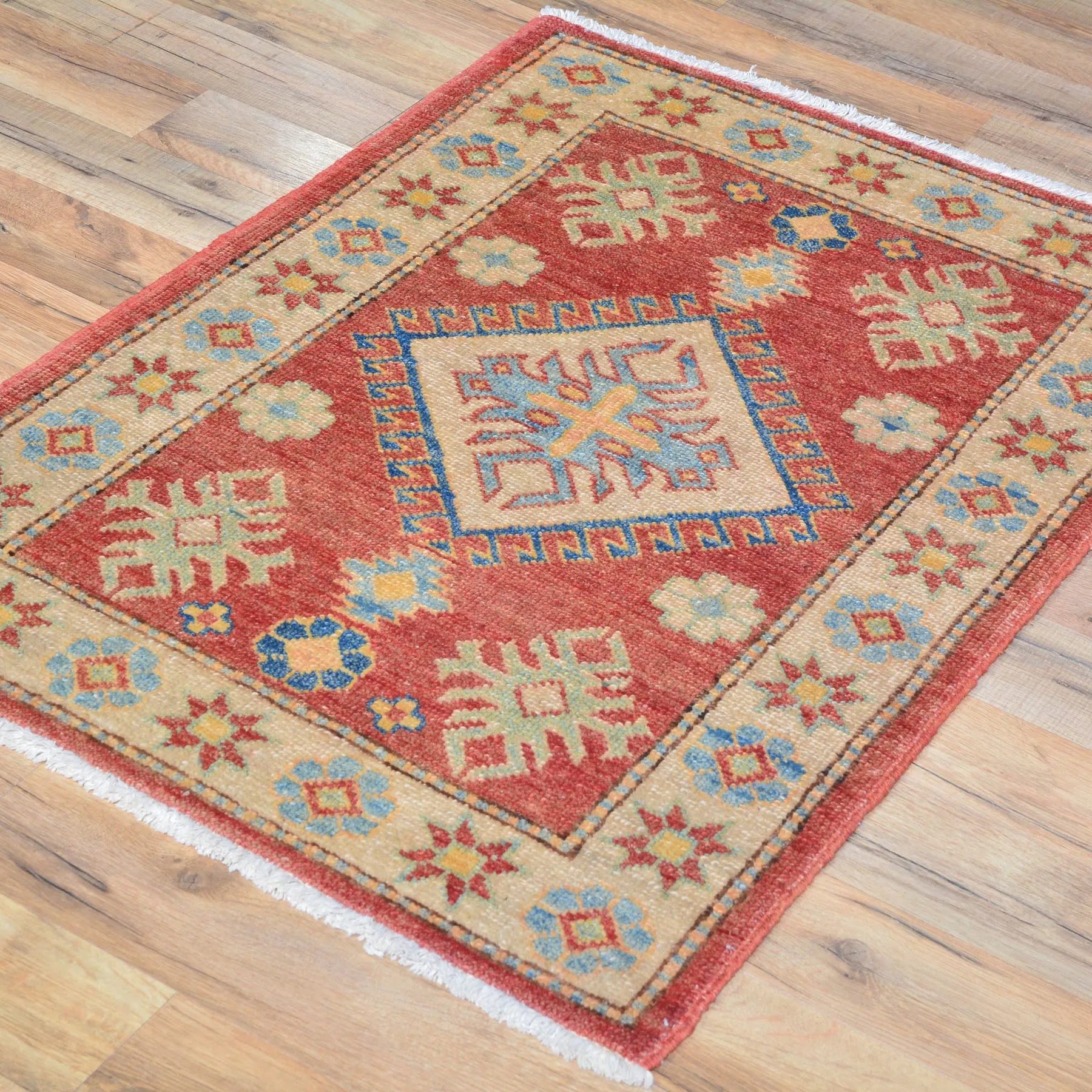 Hand-Knotted Oriental Kazak Tribal Design Handmade Wool Rug (Size 2.3 X 3.2) Cwral-7911