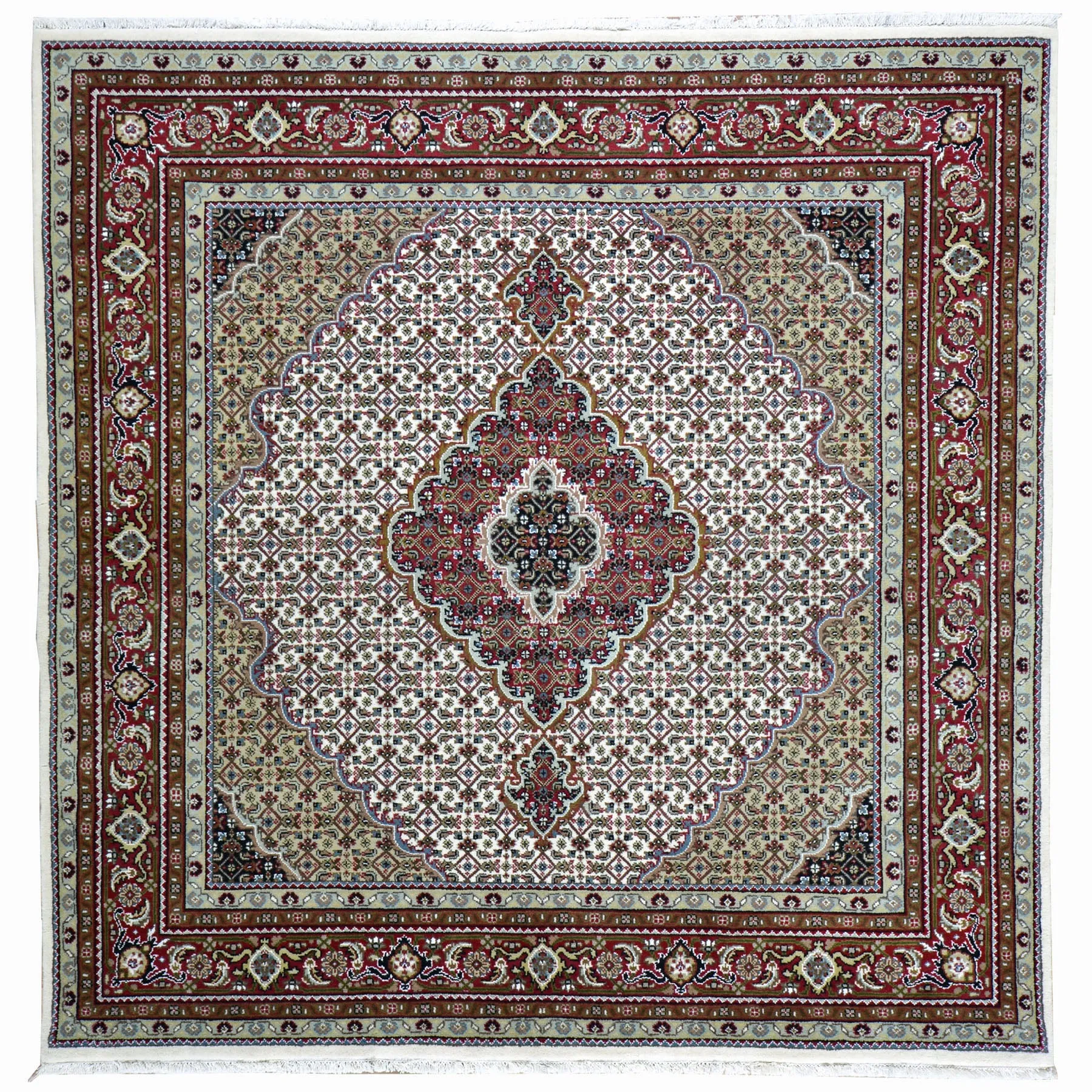 Hand-Knotted Oriental Mahi Tabriz Design Wool & Silk Handmade Rug (Size 5.11 X 6.0) Cwral-3981