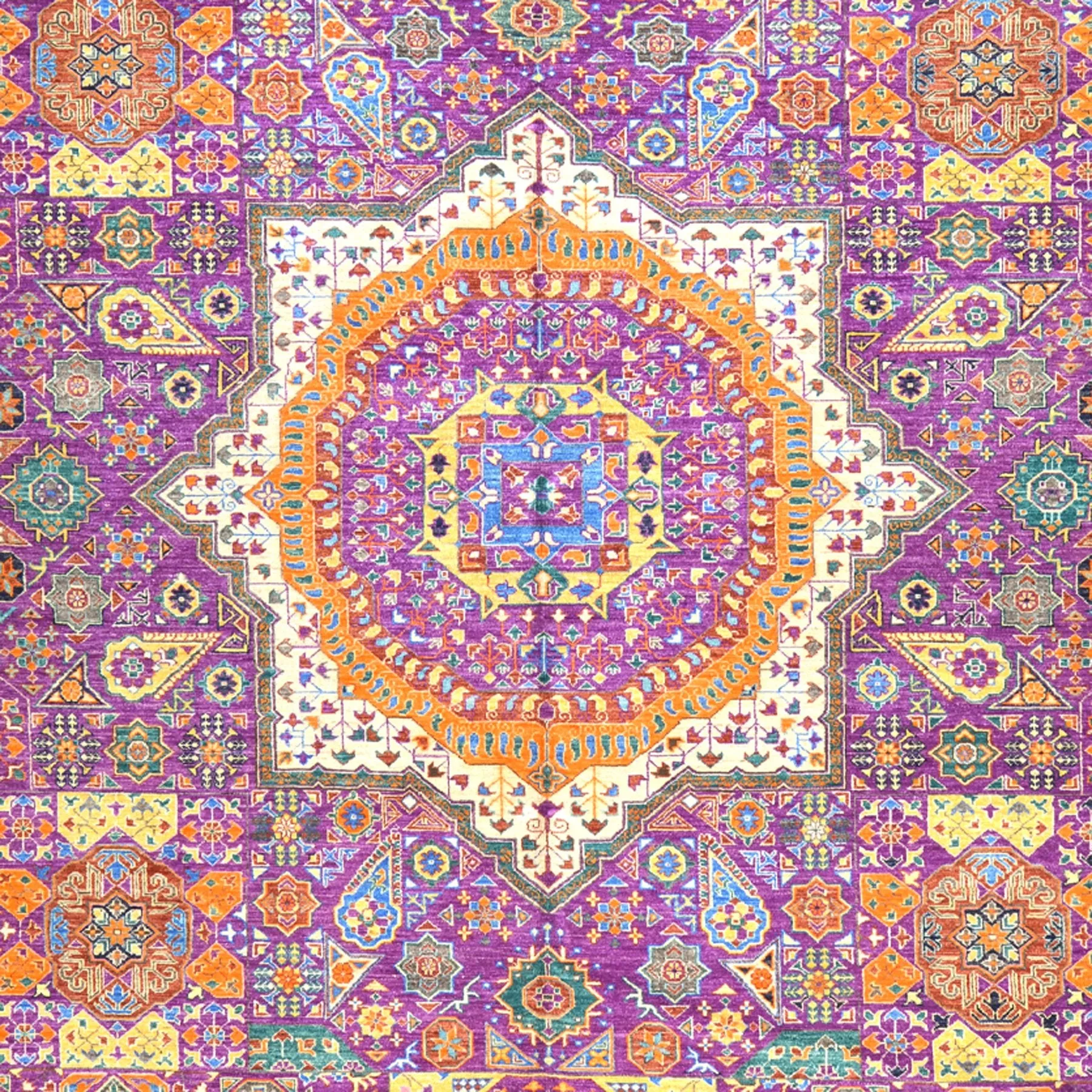 Hand-Knotted Oriental Mamluk Design Wool Rug (Size 9.9 X 13.11) Brral-6447