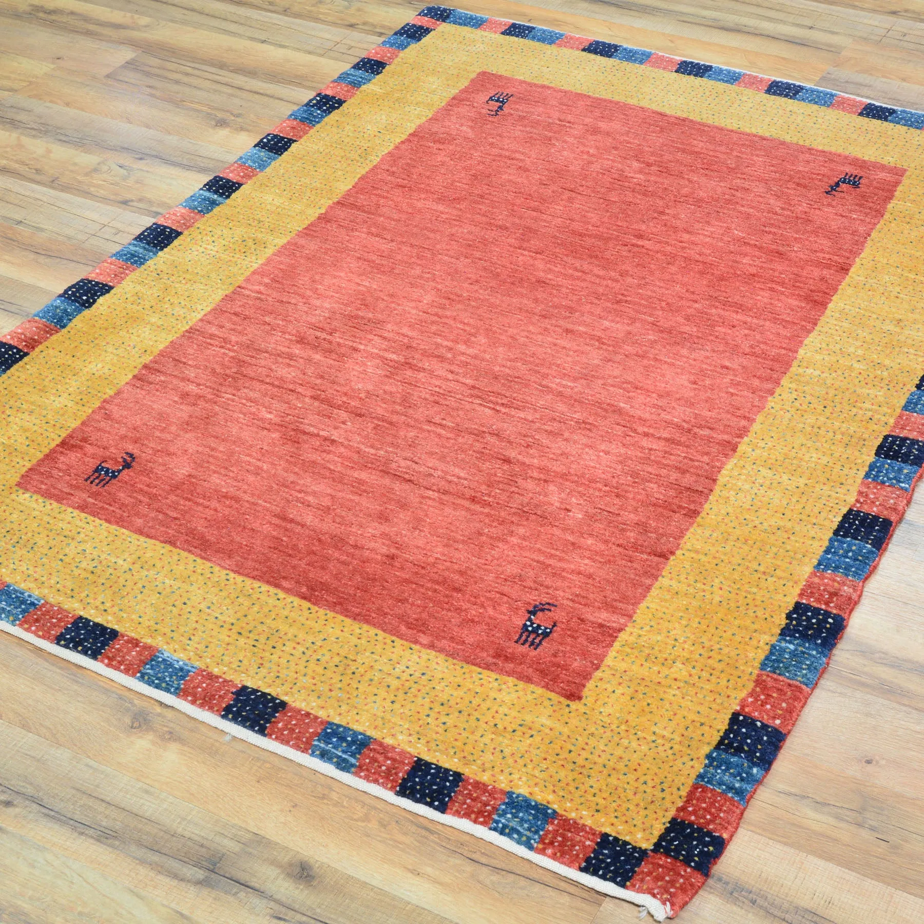 Hand-Knotted Oriental Persian Gabbeh Handmade 100% Wool Rug (Size 3.5 X 4.7) Cwral-8367