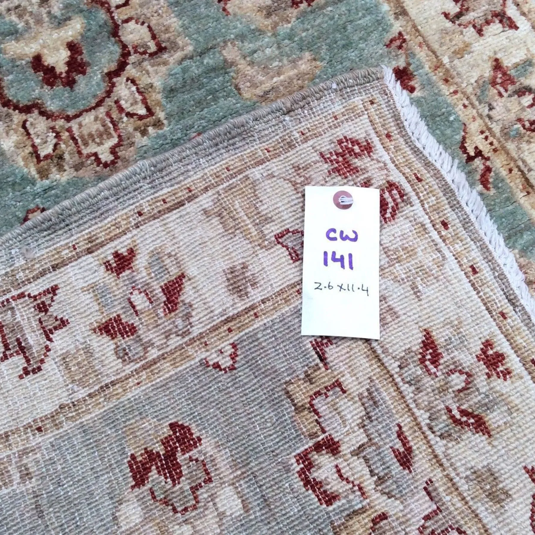 Hand-Knotted Oriental Peshawar Chobi Oushak Design 100% Wool Rug (Size 2.6 X 11.4) Brrsf-423