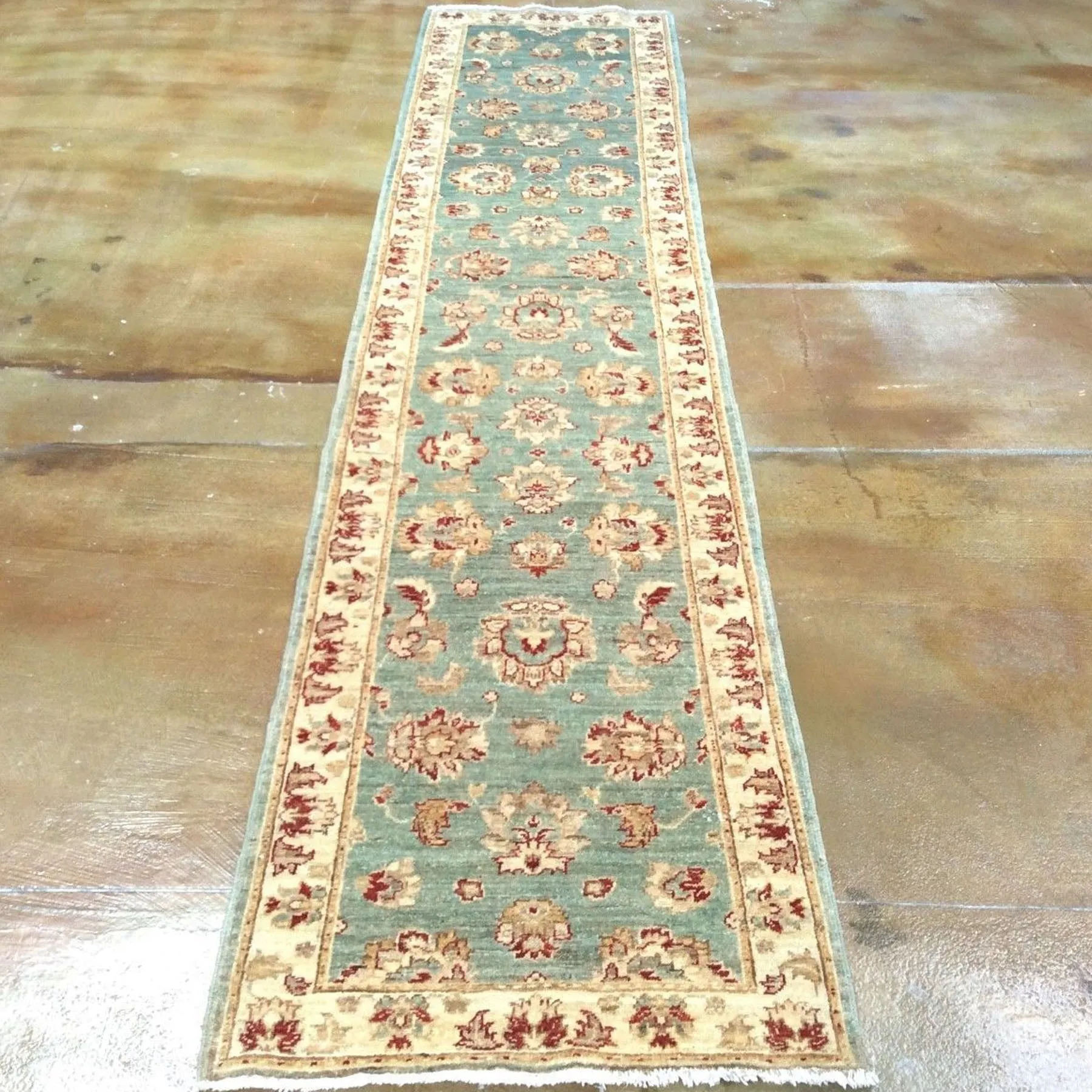 Hand-Knotted Oriental Peshawar Chobi Oushak Design 100% Wool Rug (Size 2.6 X 11.4) Brrsf-423