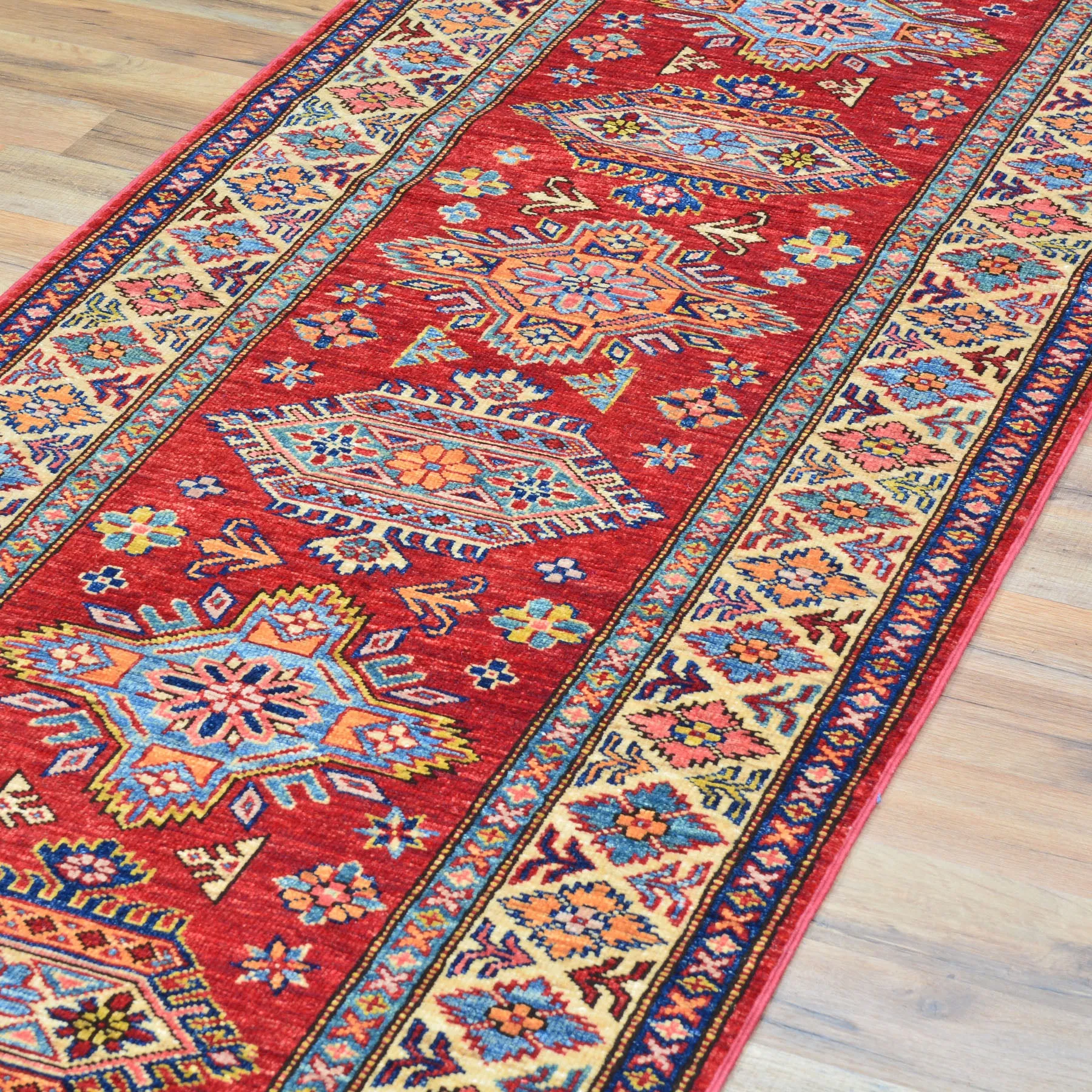 Hand Knotted Oriental Tribal Kazak Design Handmade Wool Rug (Size 2.7 X 10.4) Cwral-8343