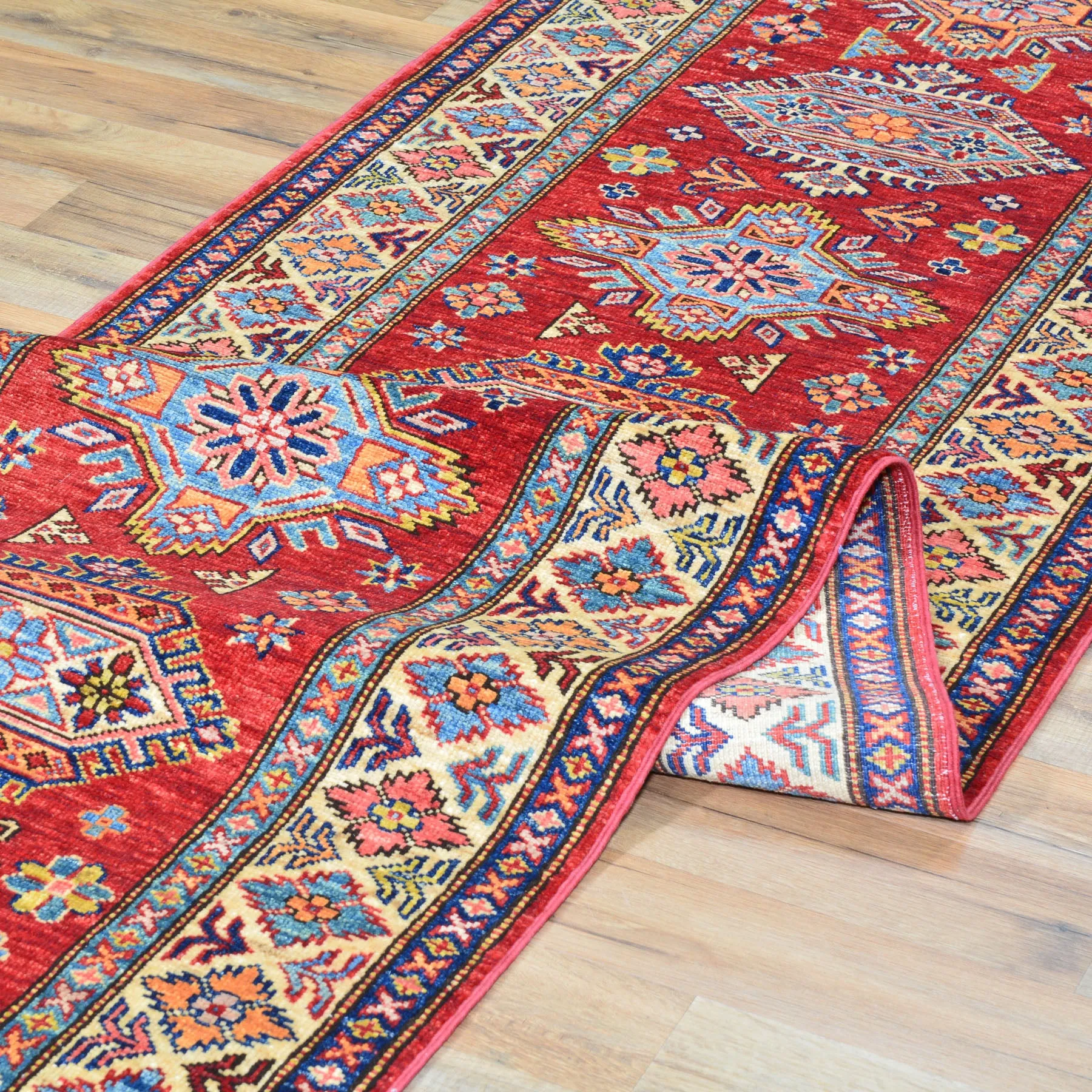 Hand Knotted Oriental Tribal Kazak Design Handmade Wool Rug (Size 2.7 X 10.4) Cwral-8343