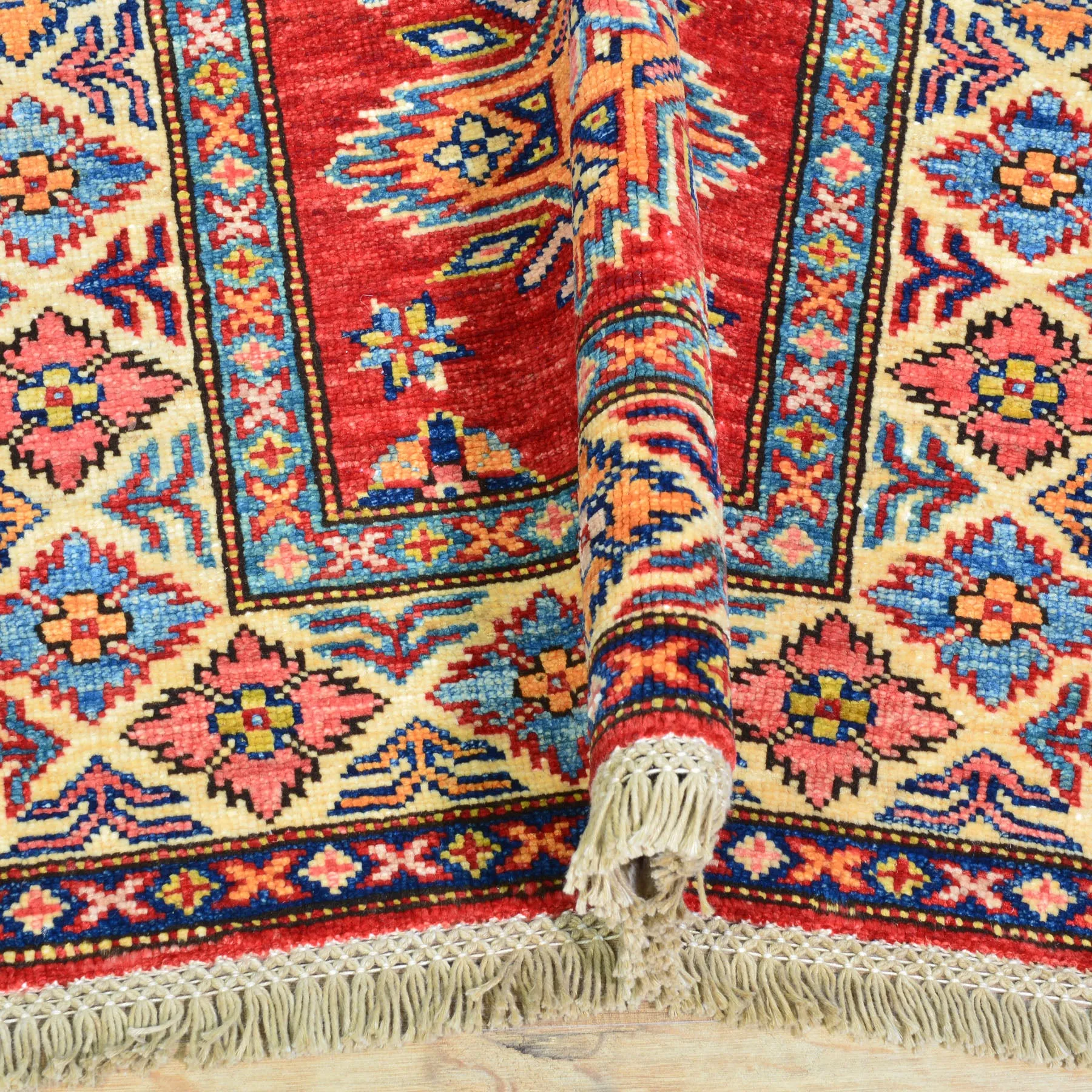 Hand Knotted Oriental Tribal Kazak Design Handmade Wool Rug (Size 2.7 X 10.4) Cwral-8343