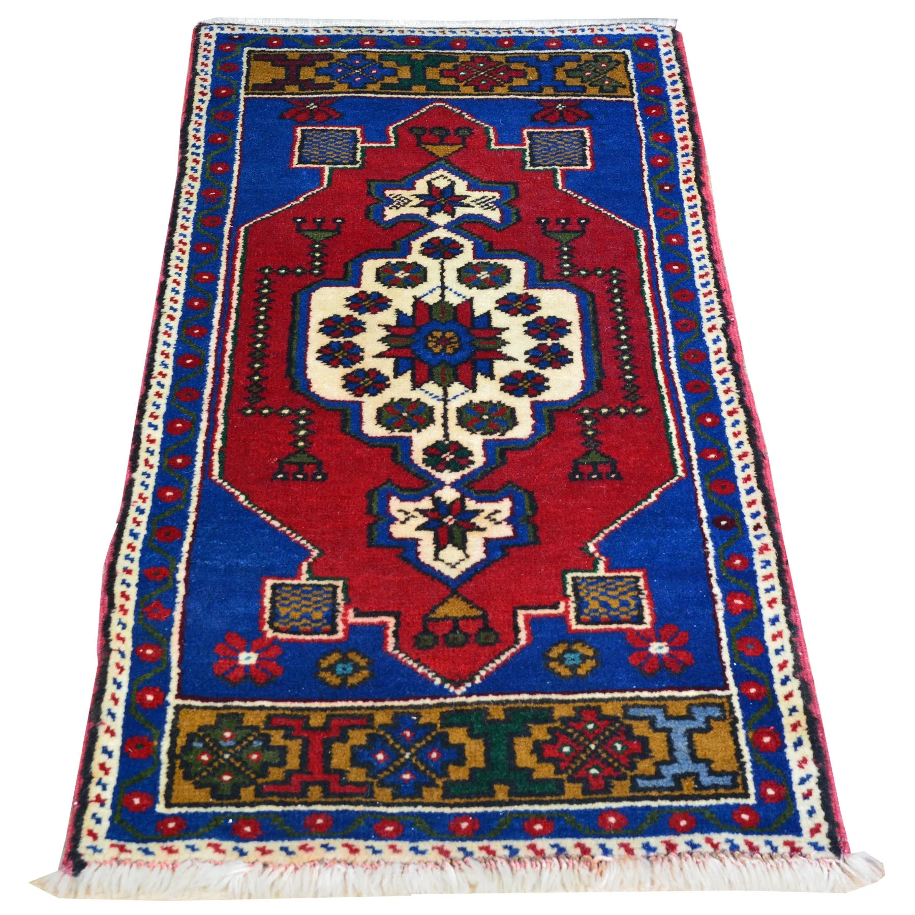 Hand-Knotted Oriental Tribal Turkish Wool Rug (Size 1.8 X 3.6) Cwral-8034