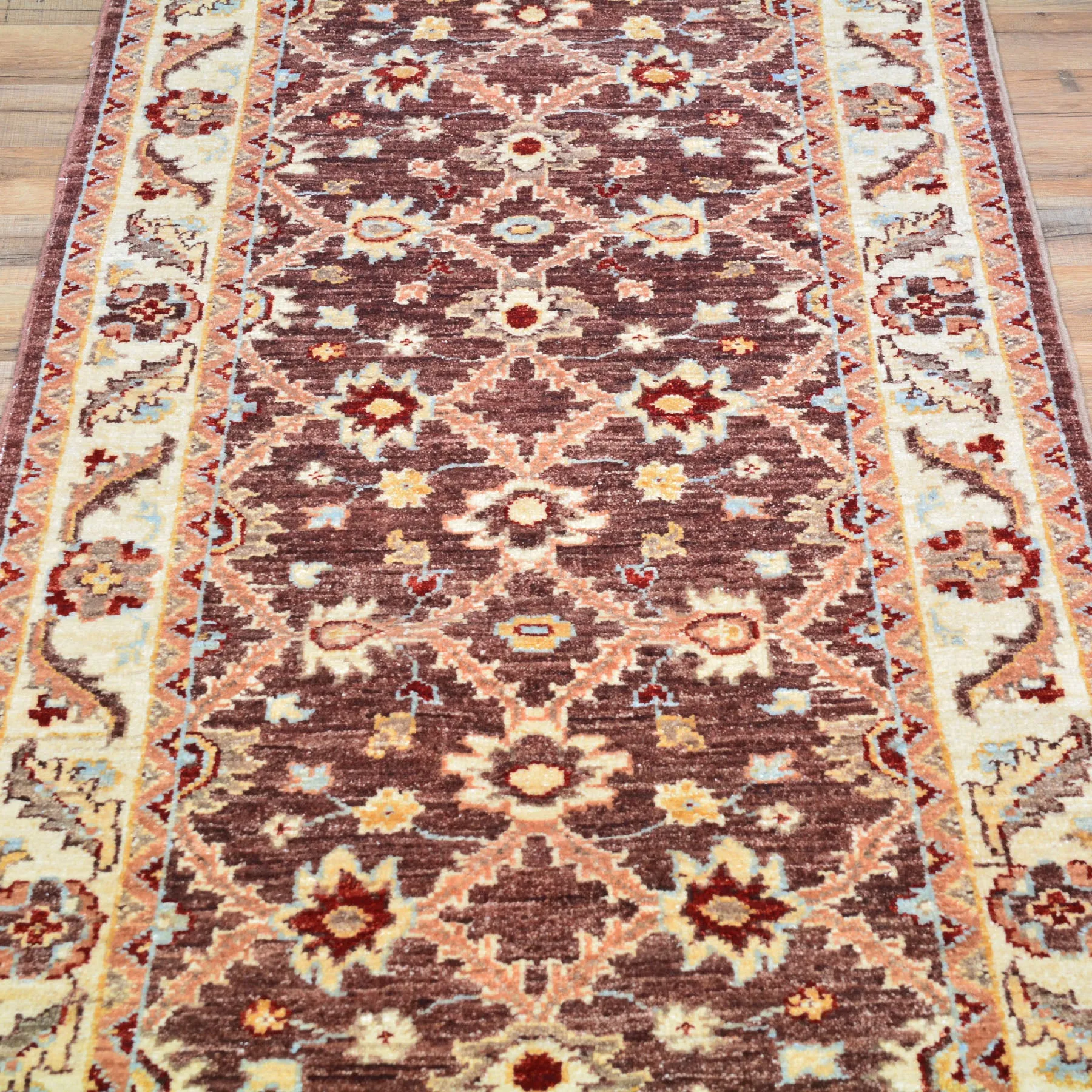 Hand-Knotted Oshak Design Traditional Rug Handmade 100% Wool (Size 2.5 X 10.4) Cwral-2856