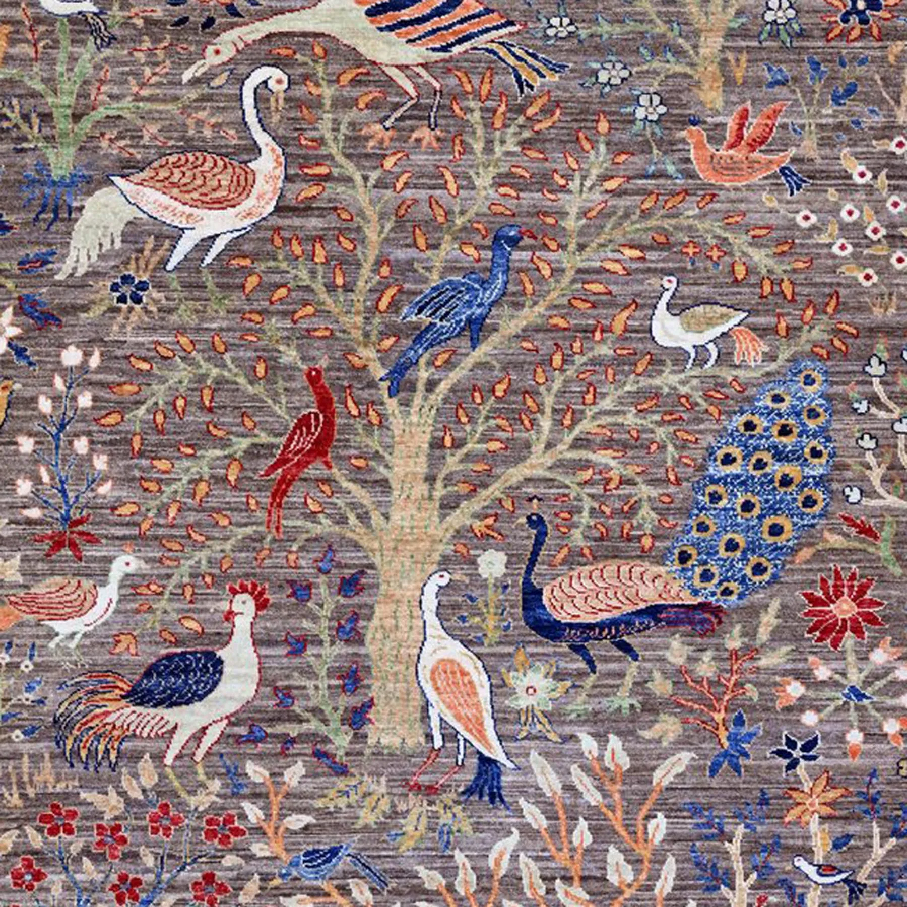 Hand-Knotted Paradise Birds Design Handmade Wool  Rug (Size 5.11 X 8.6) Cwral-11079